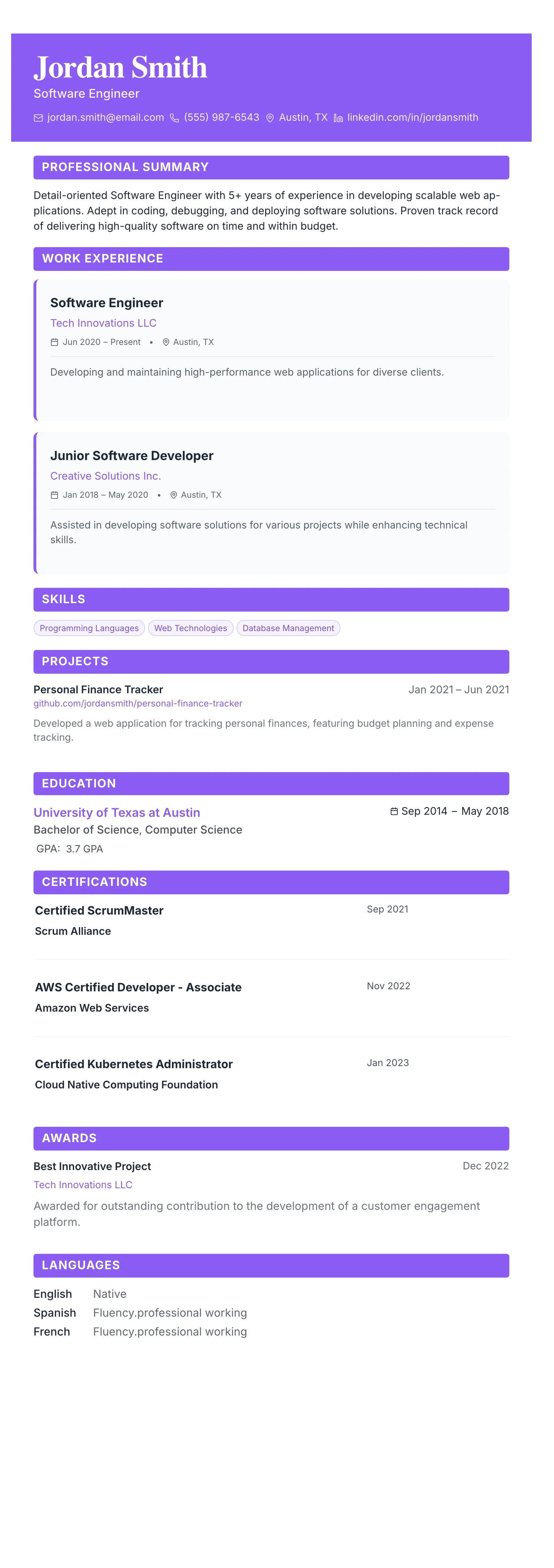 The Card Gallery template preview