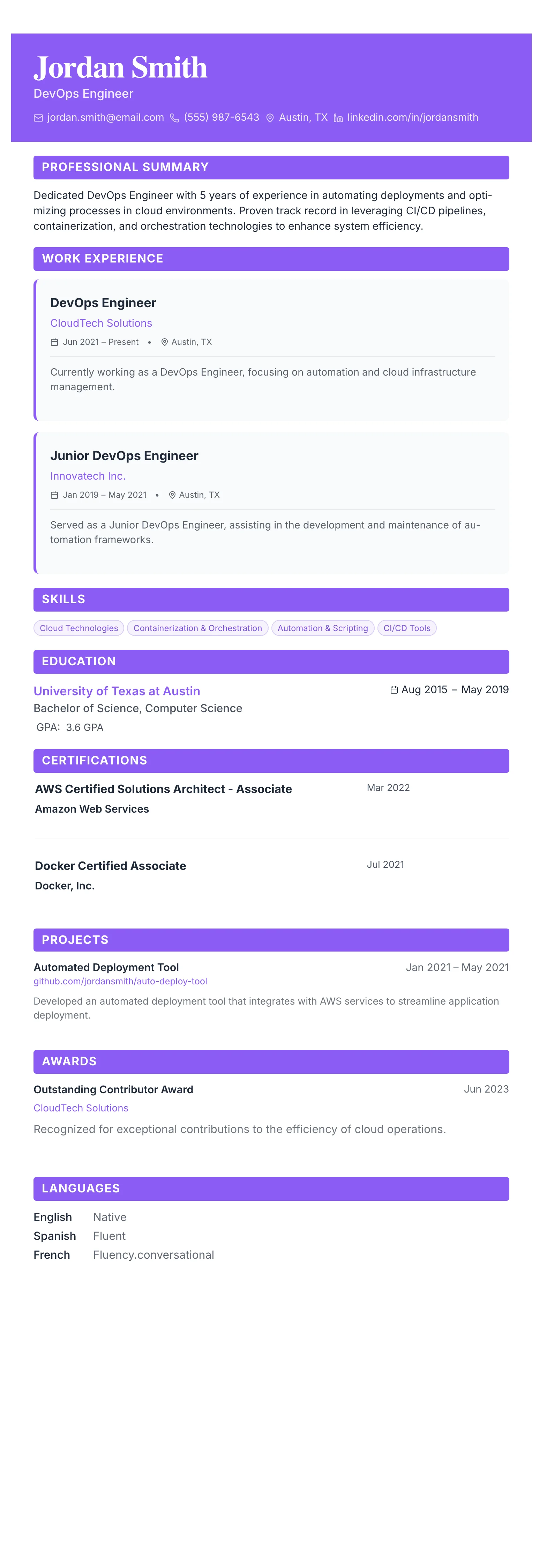 The Card Gallery template preview