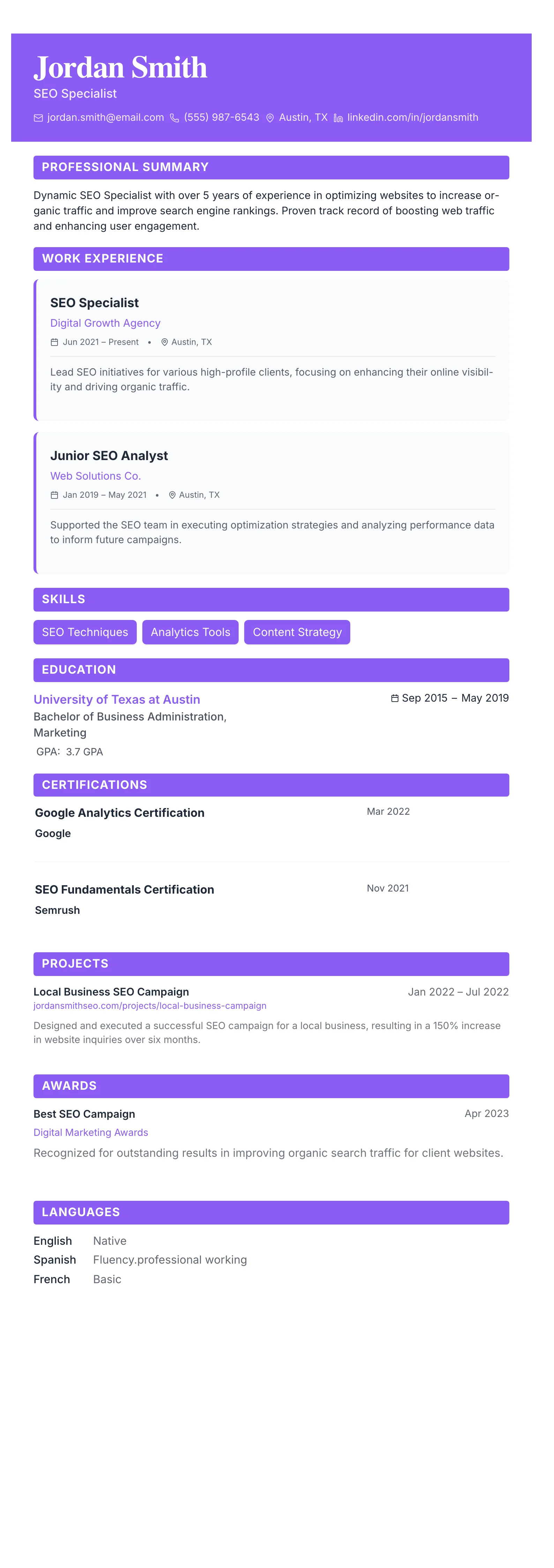 The Card Gallery template preview