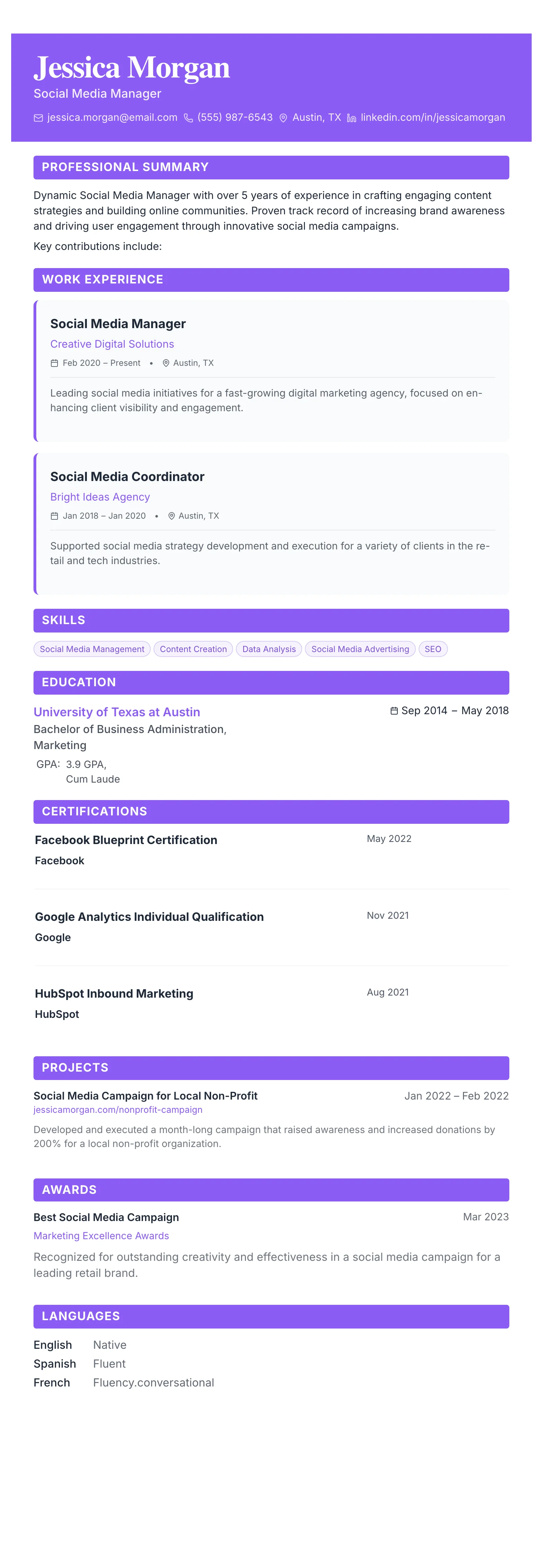 The Card Gallery template preview