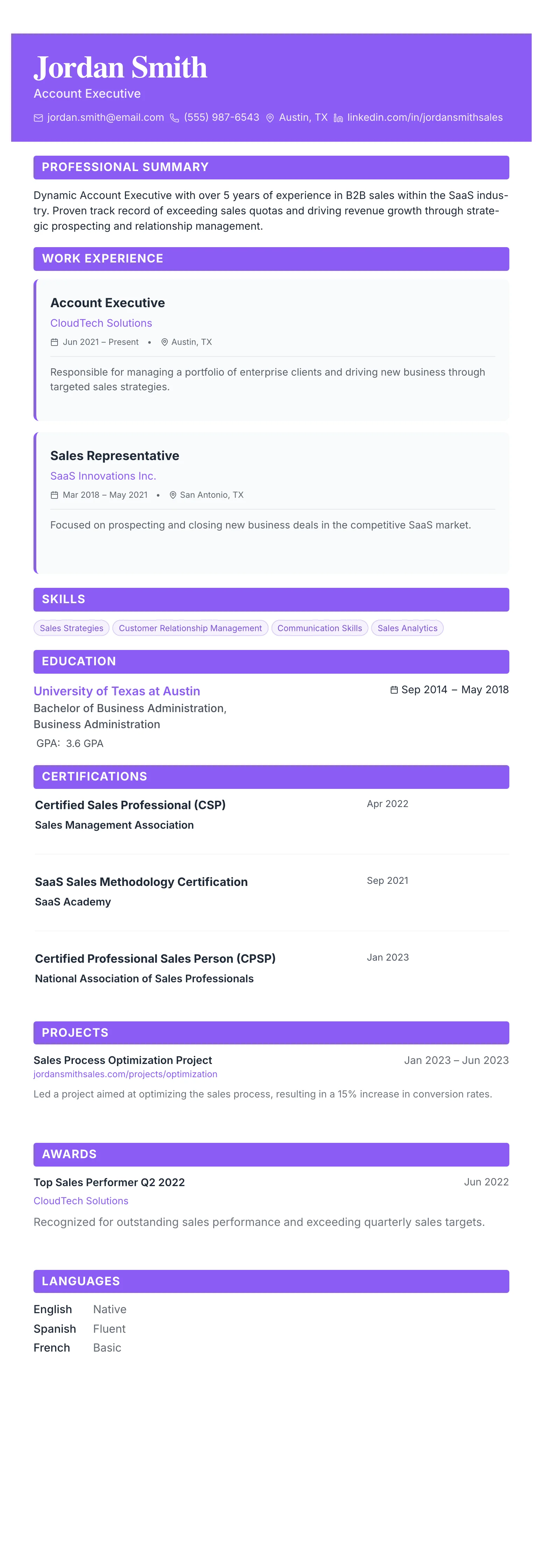 The Card Gallery template preview