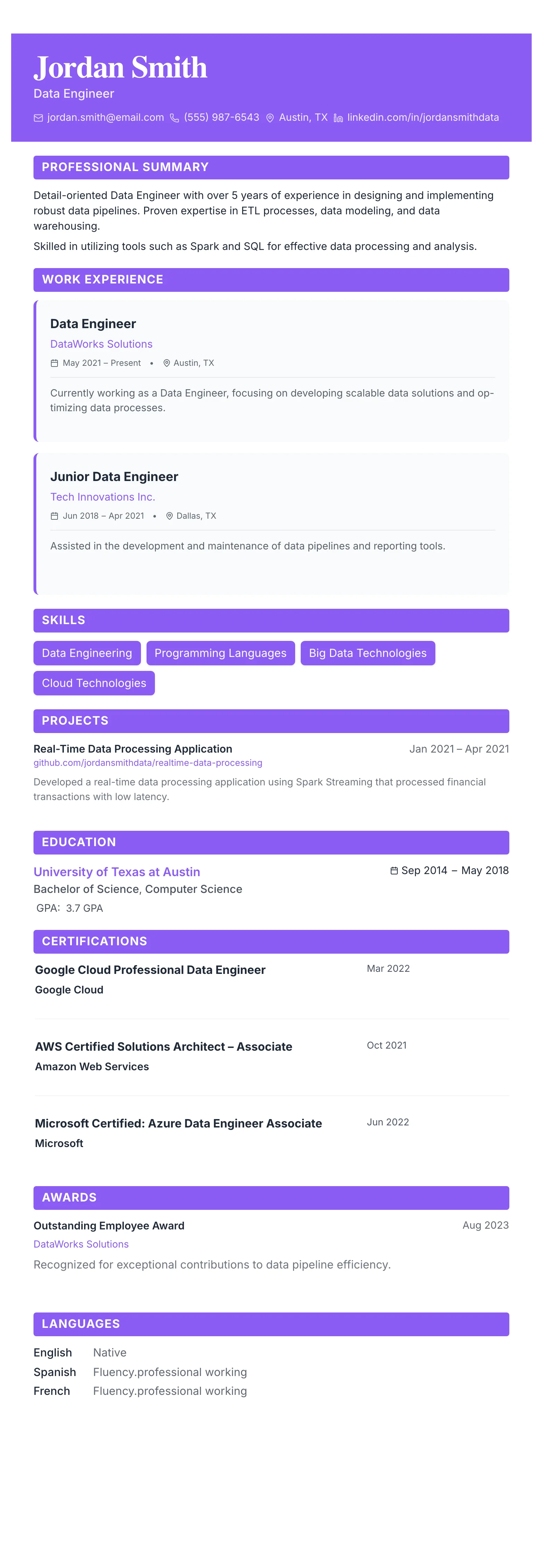 The Card Gallery template preview