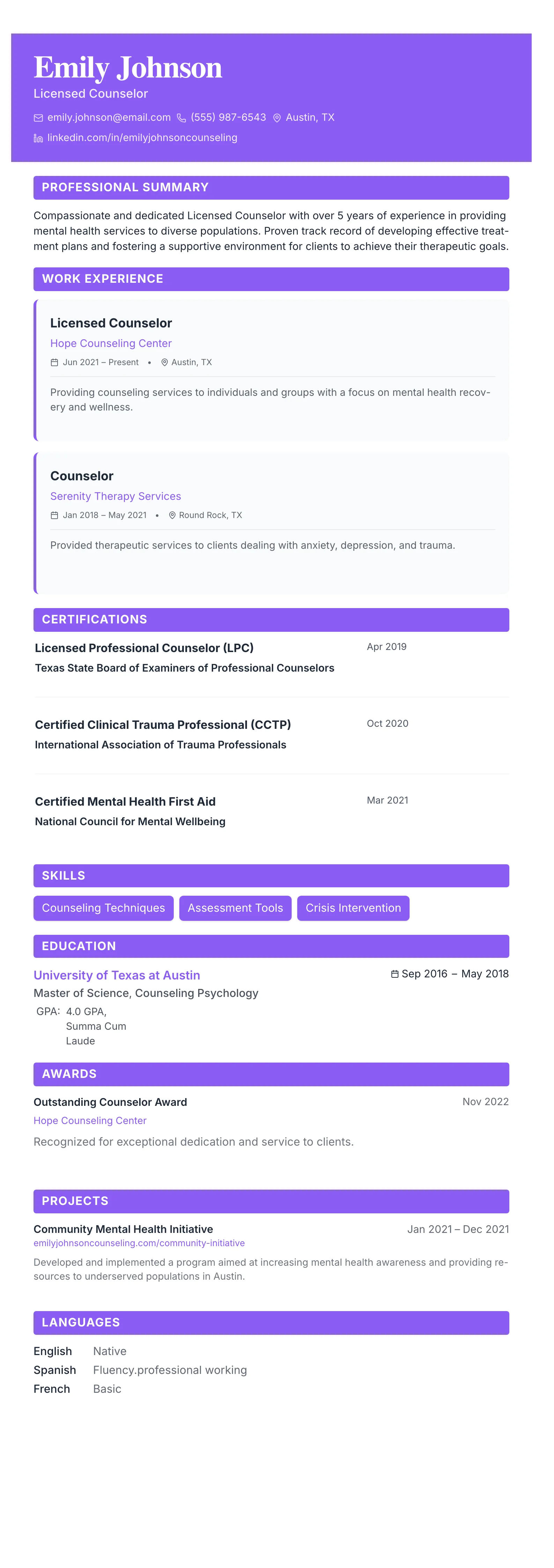 The Card Gallery template preview