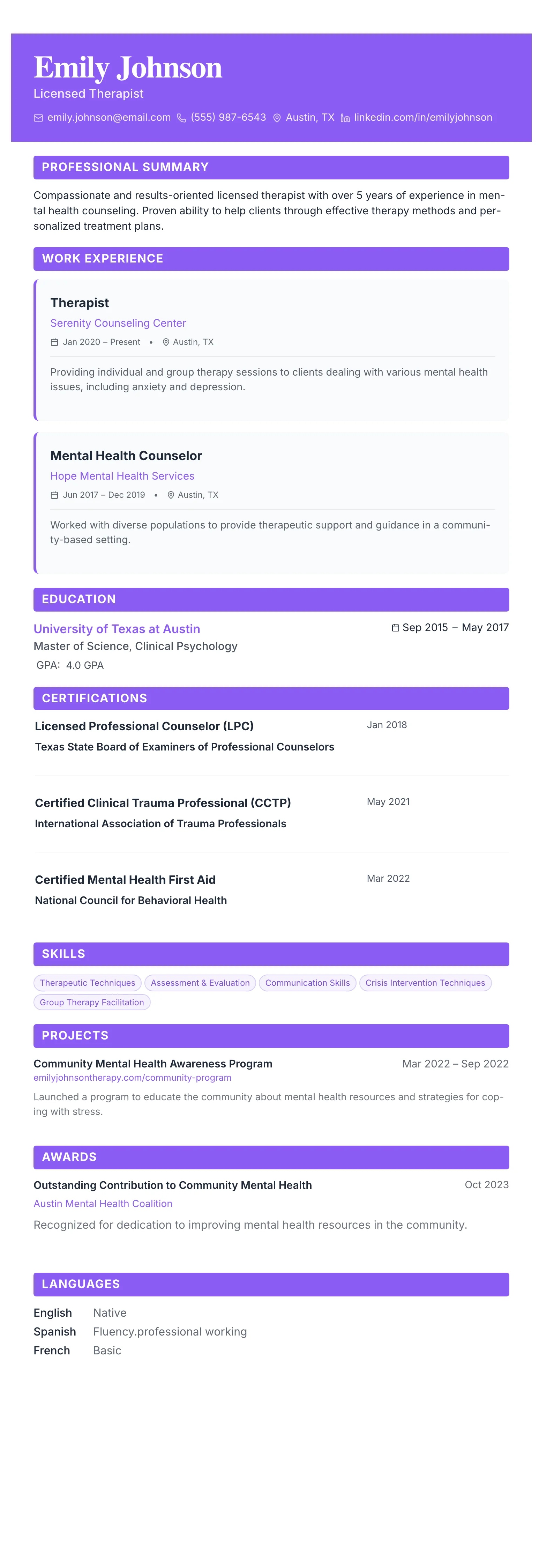 The Card Gallery template preview