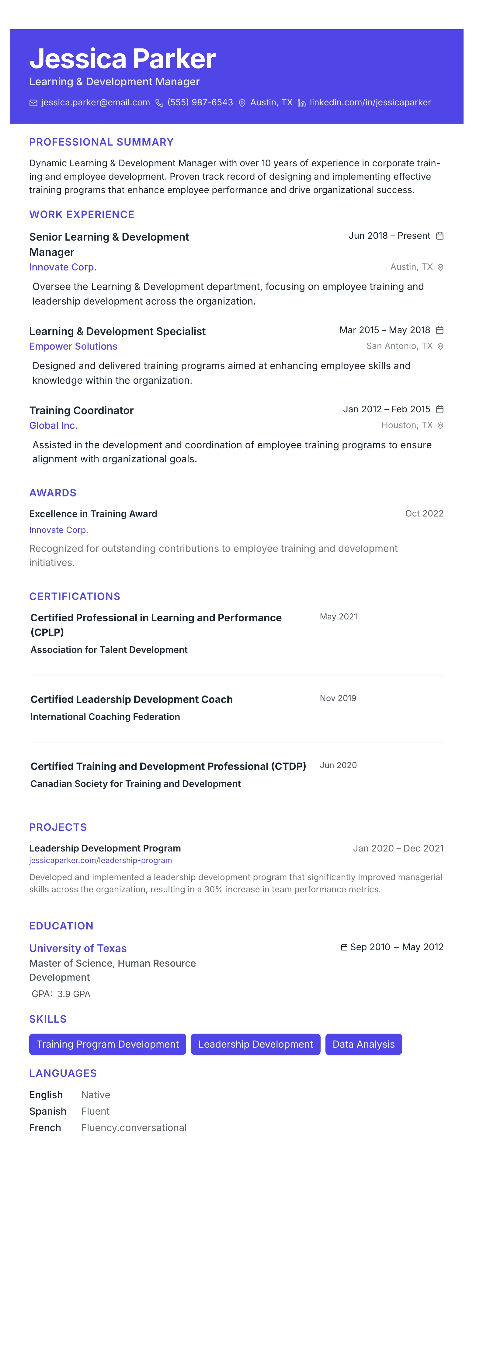 The Catalyst template preview