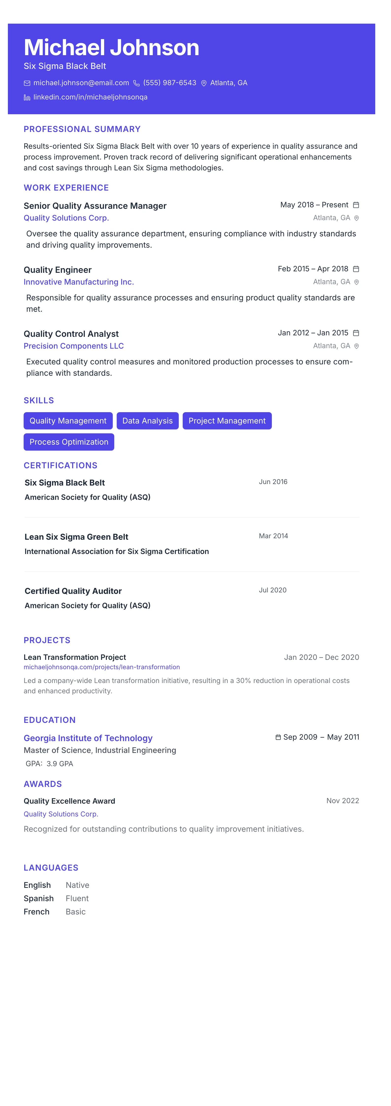 The Catalyst template preview