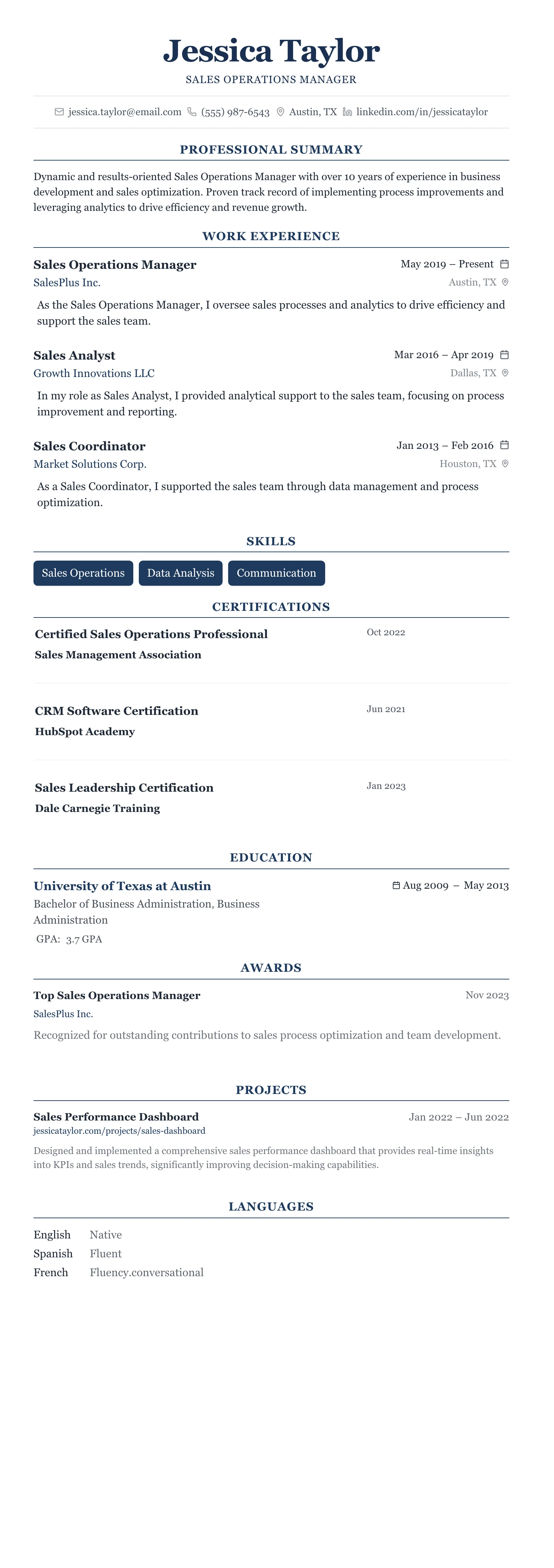 The Centered Formal template preview