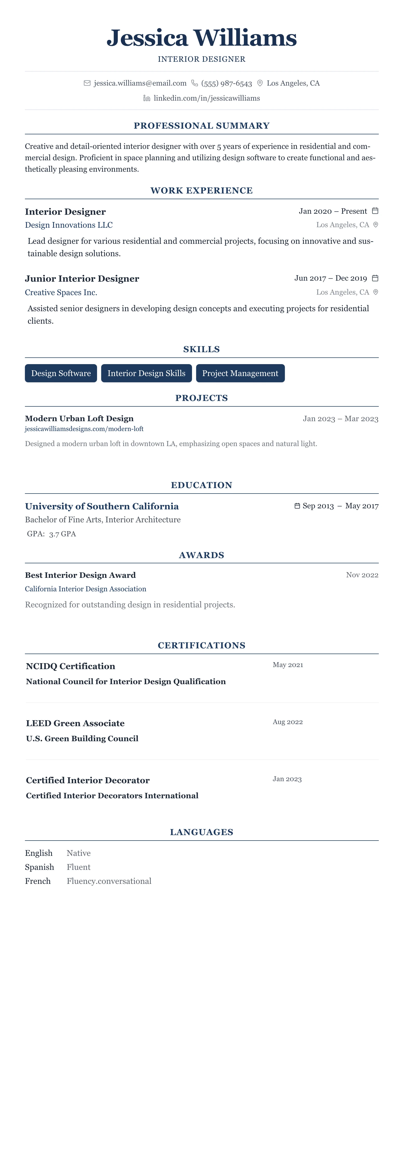 The Centered Formal template preview
