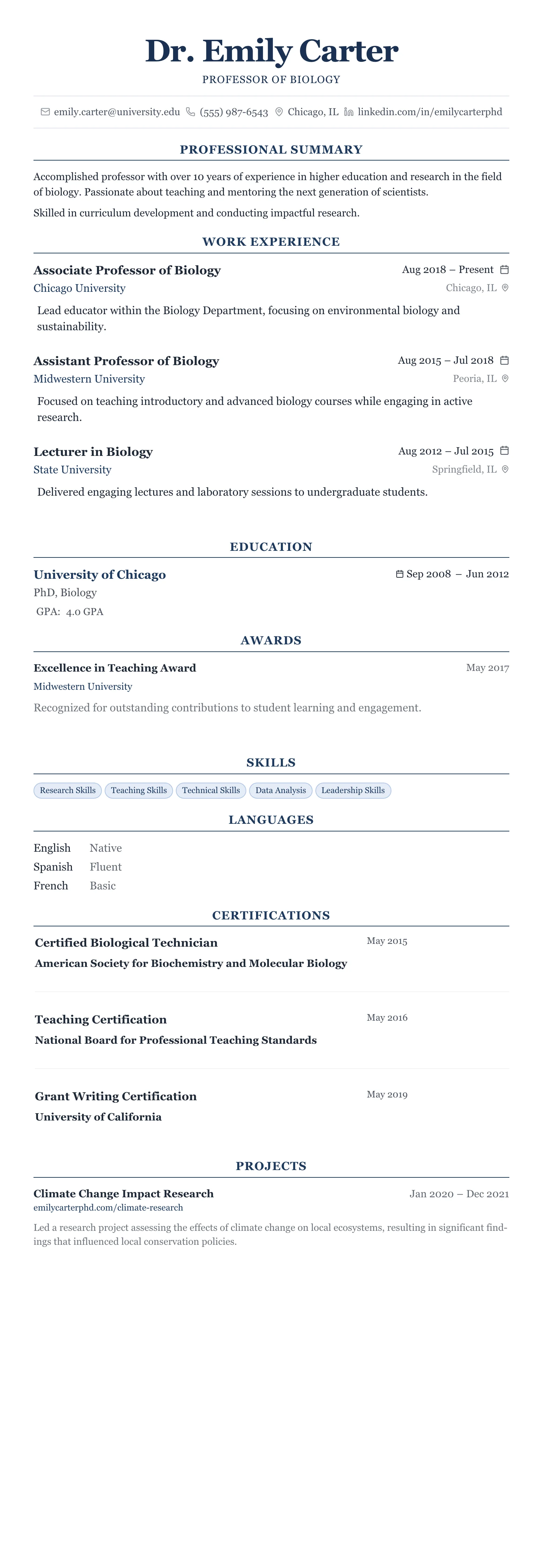 The Centered Formal template preview