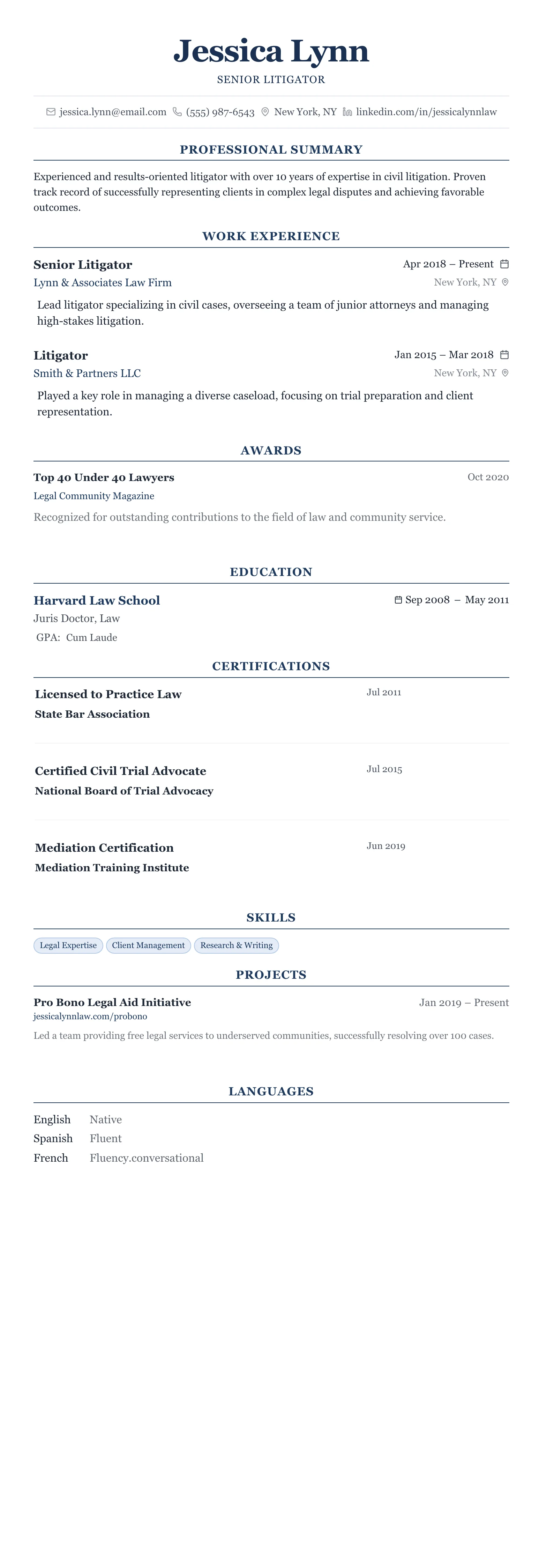 The Centered Formal template preview