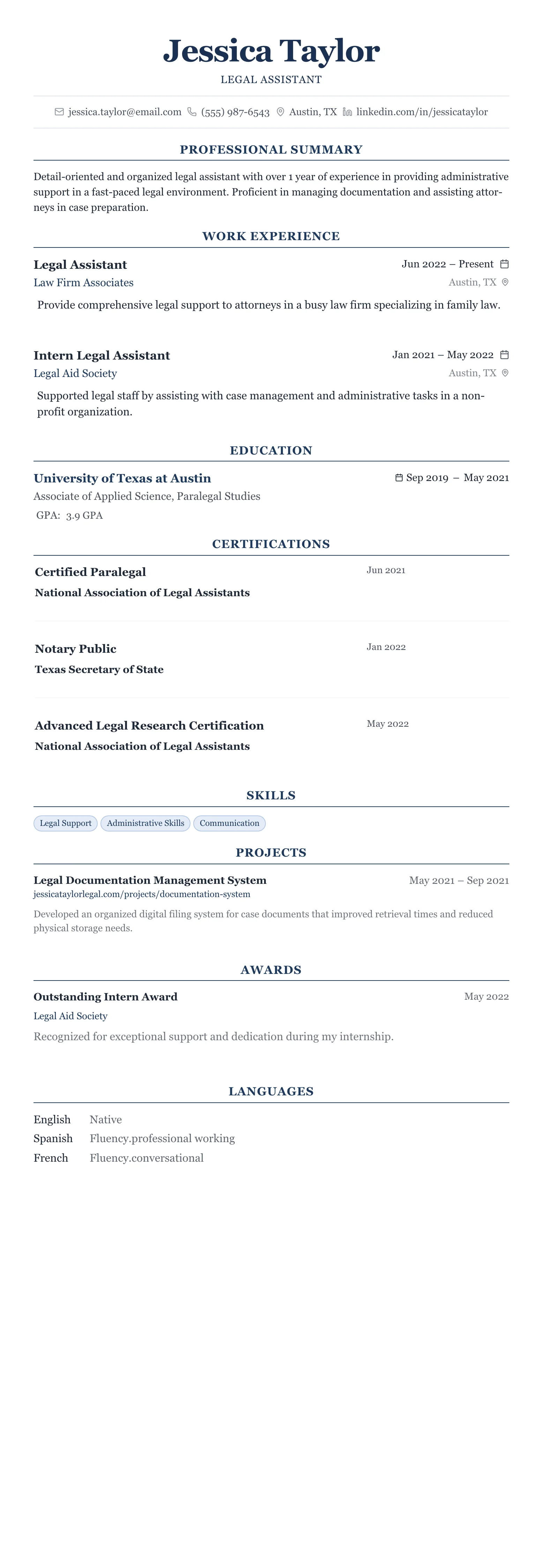 The Centered Formal template preview