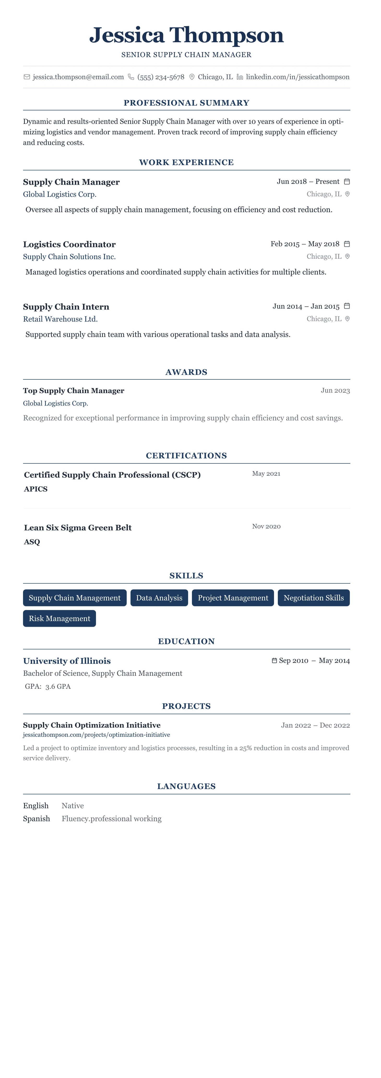 The Centered Formal template preview
