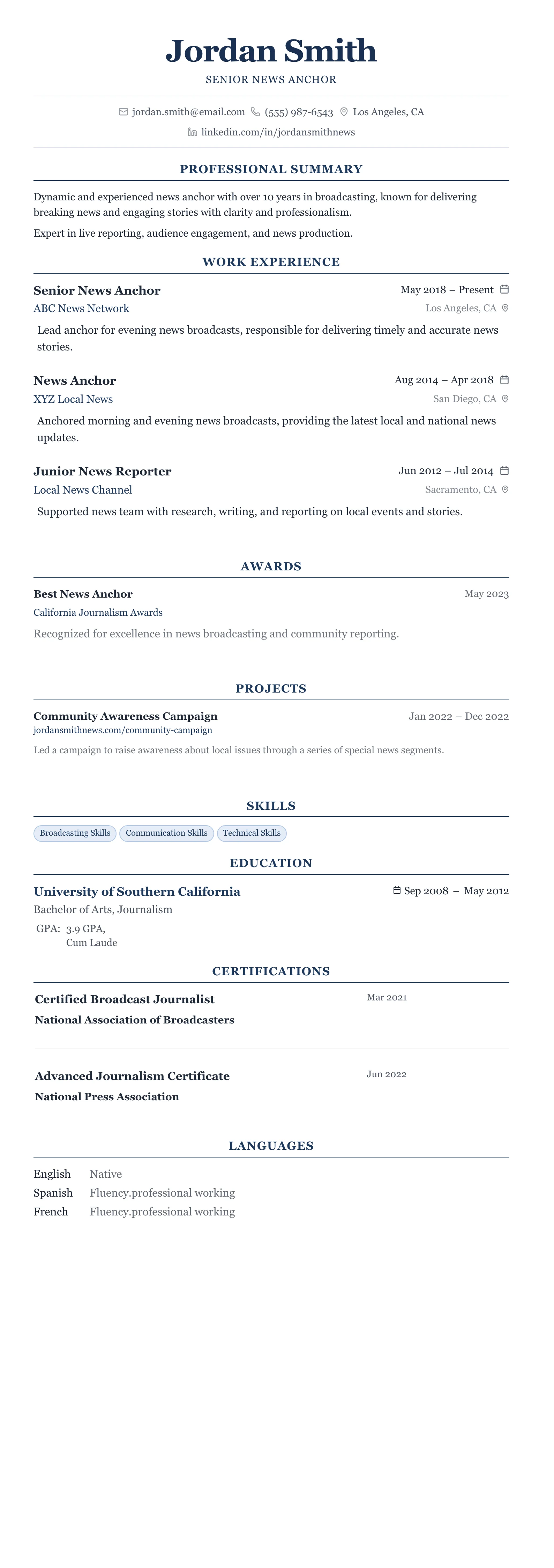 The Centered Formal template preview