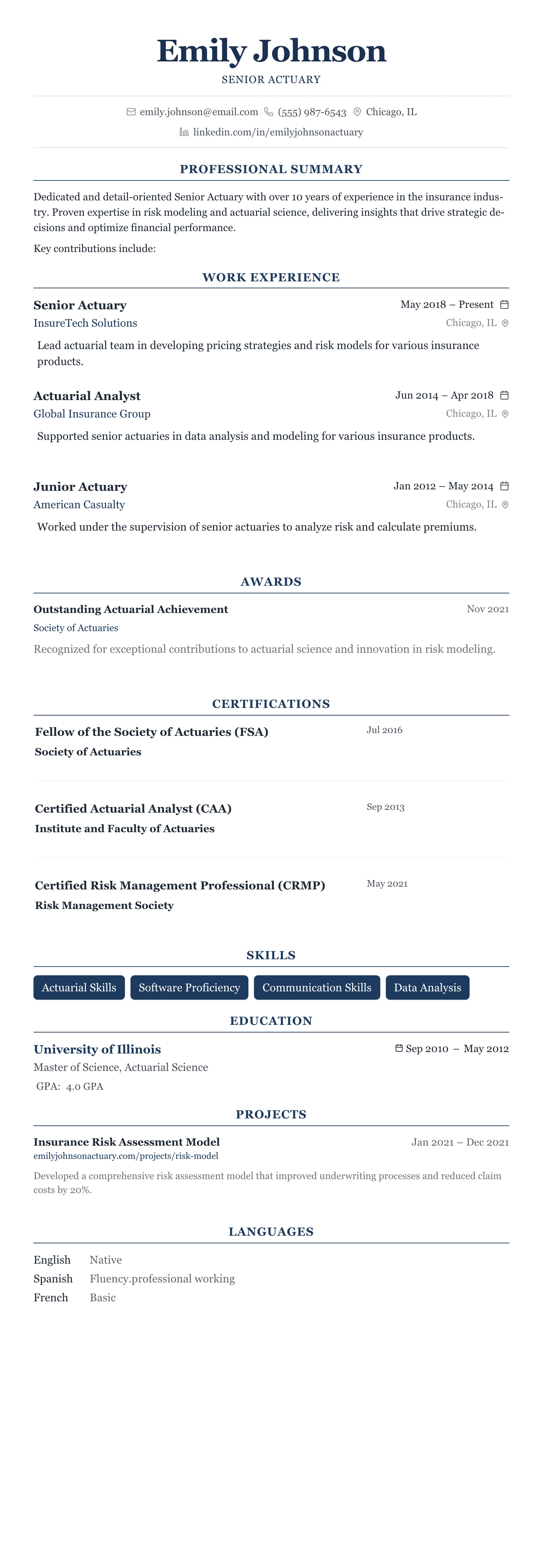 The Centered Formal template preview