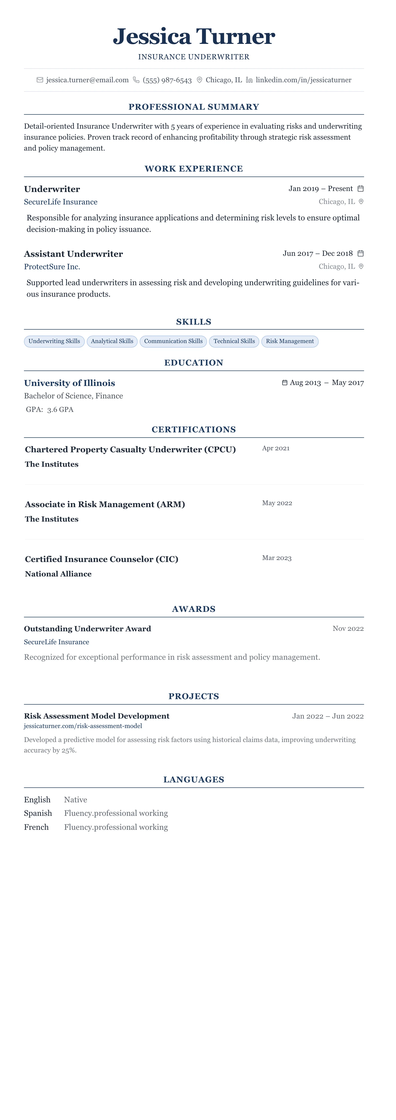 The Centered Formal template preview