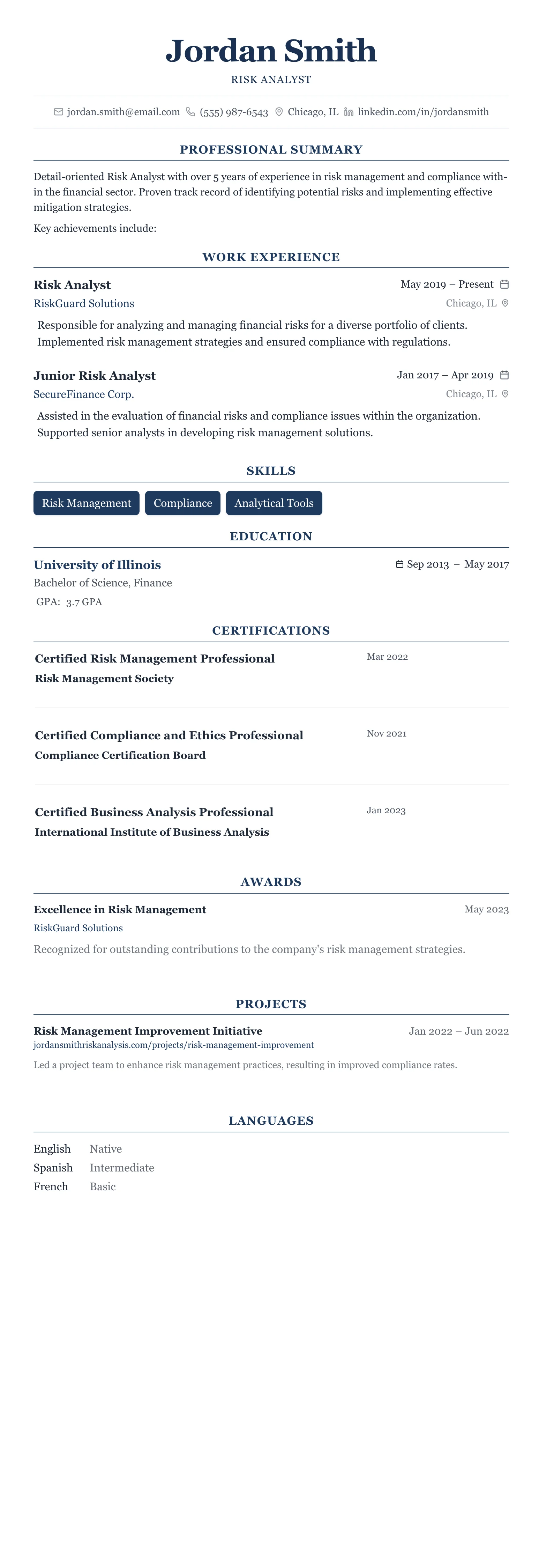 The Centered Formal template preview