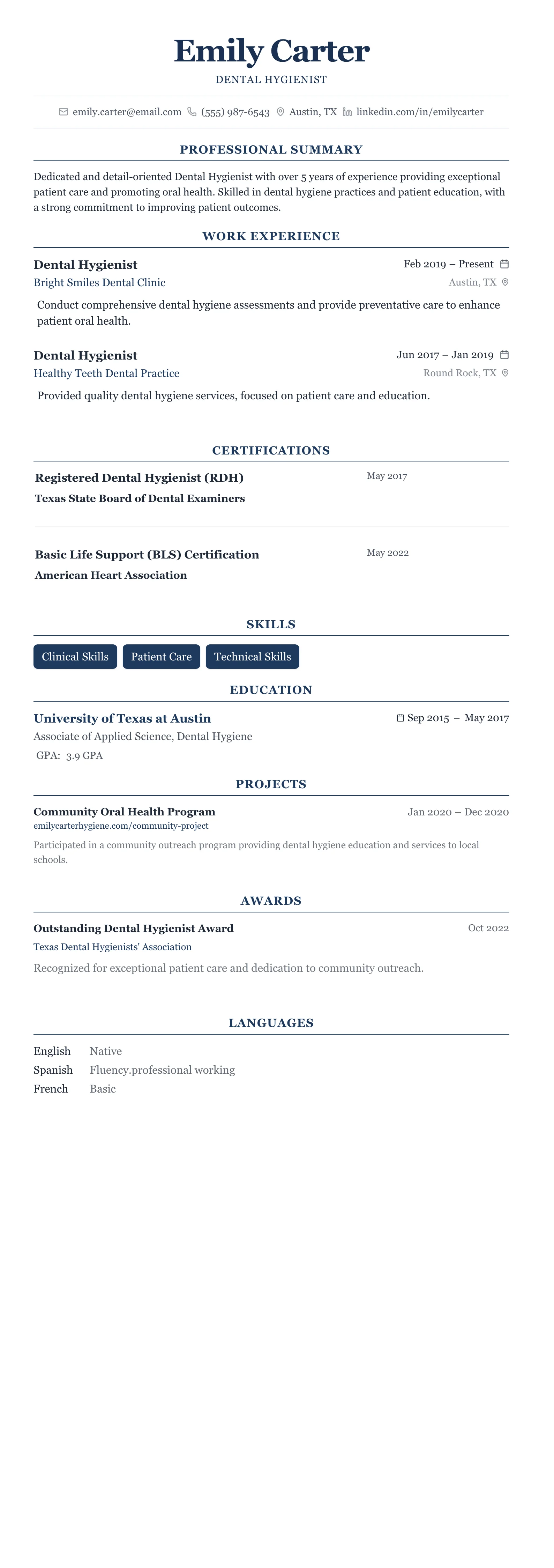 The Centered Formal template preview