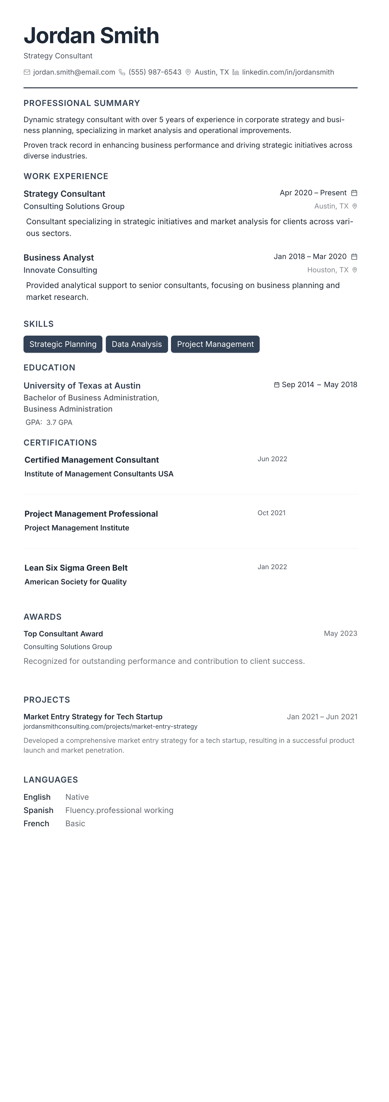 The Compact Pro template preview