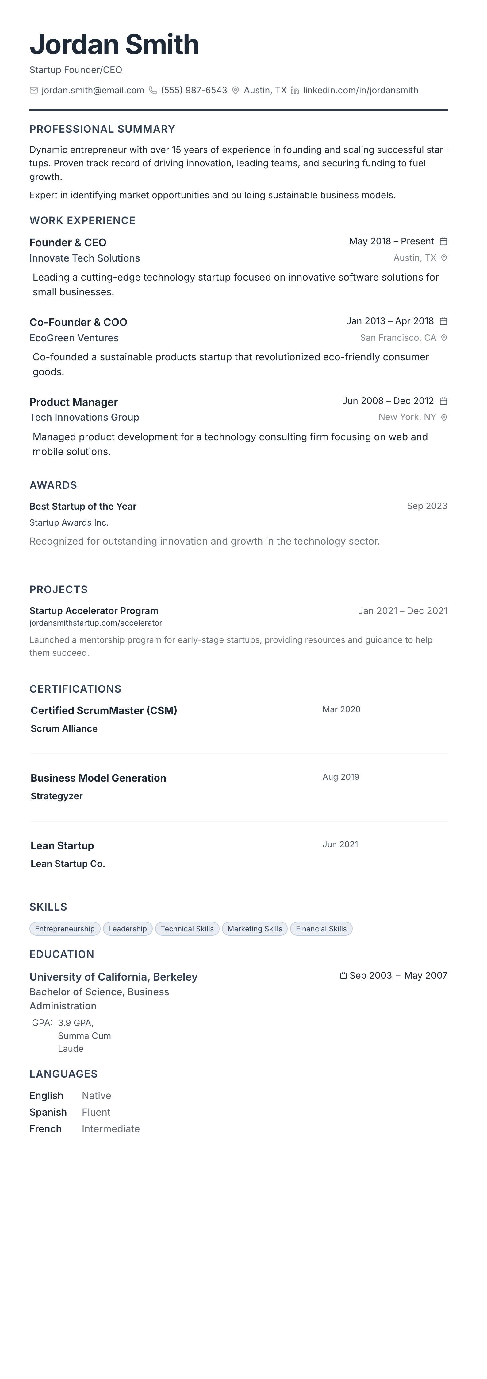 The Compact Pro template preview