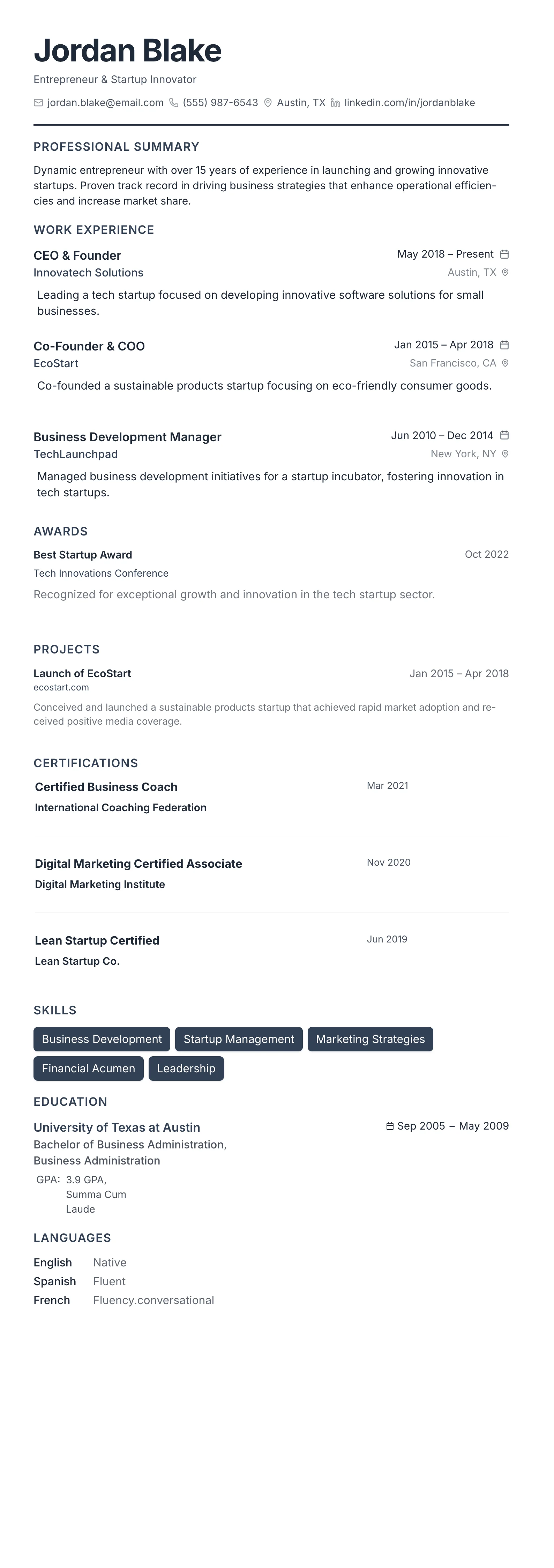 The Compact Pro template preview