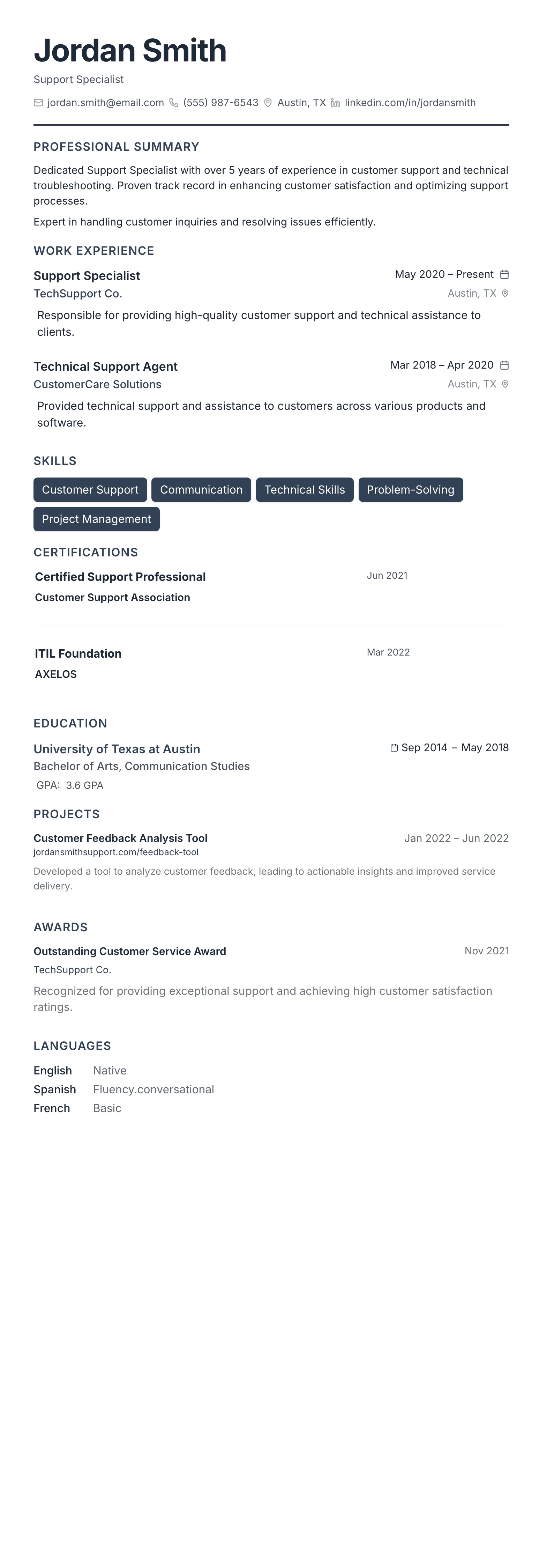 The Compact Pro template preview