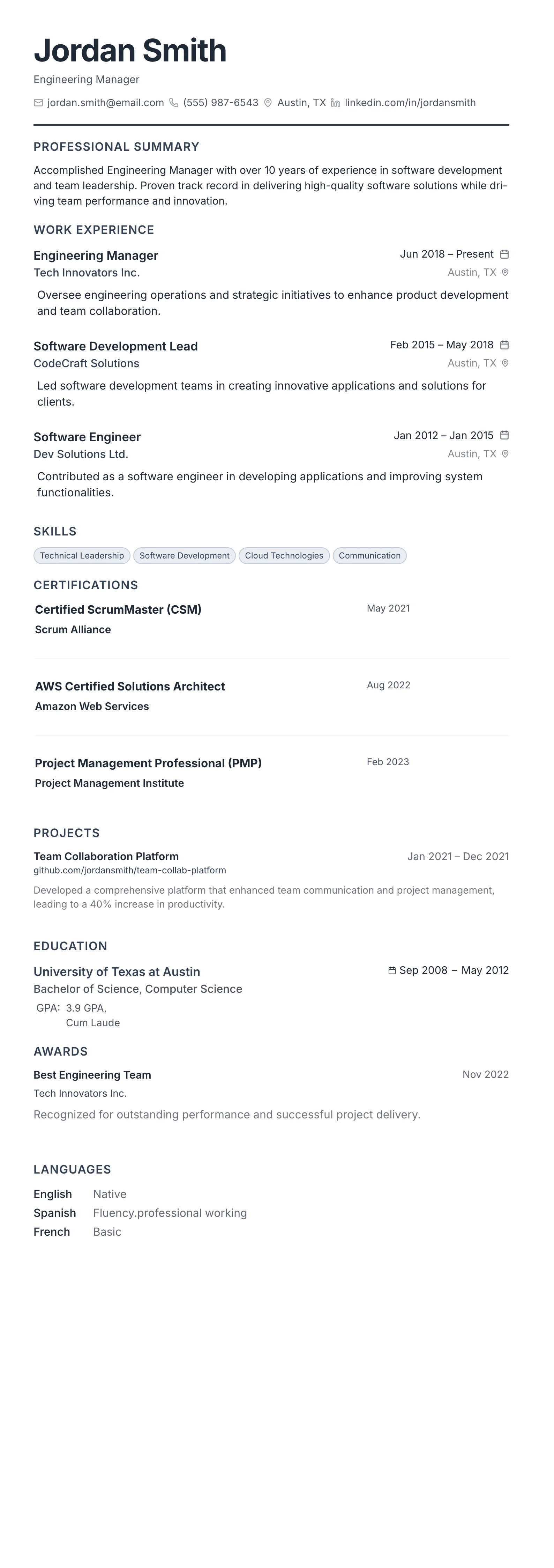 The Compact Pro template preview