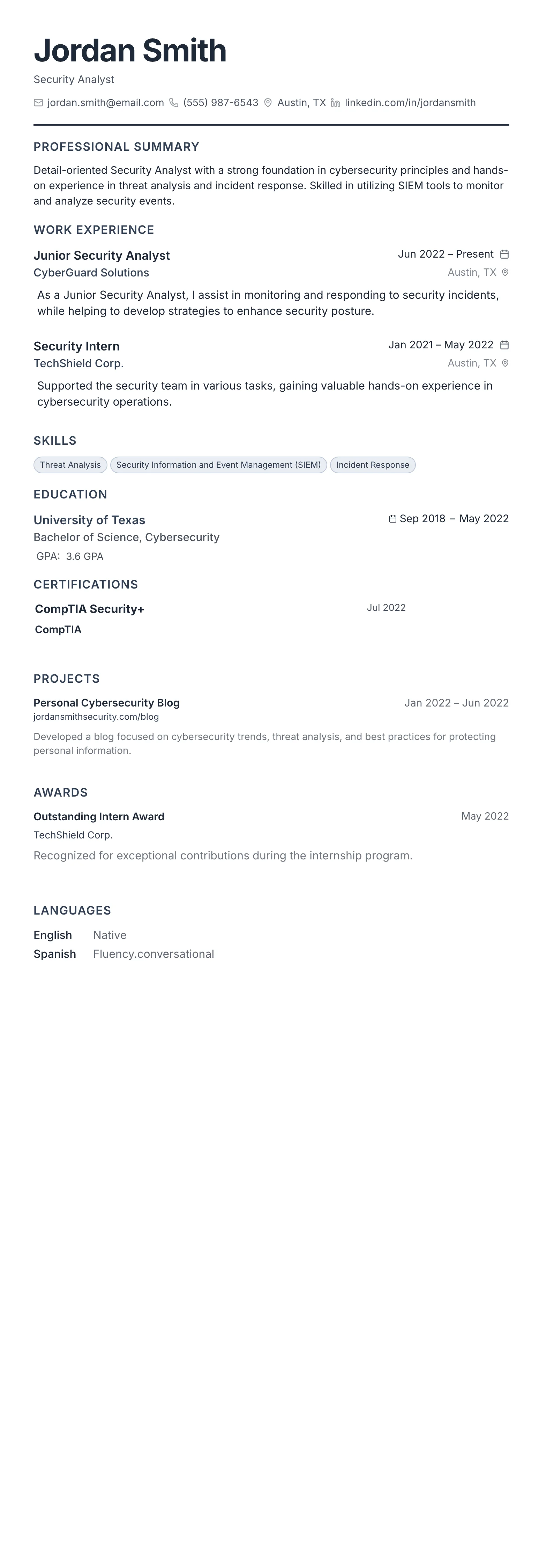 The Compact Pro template preview