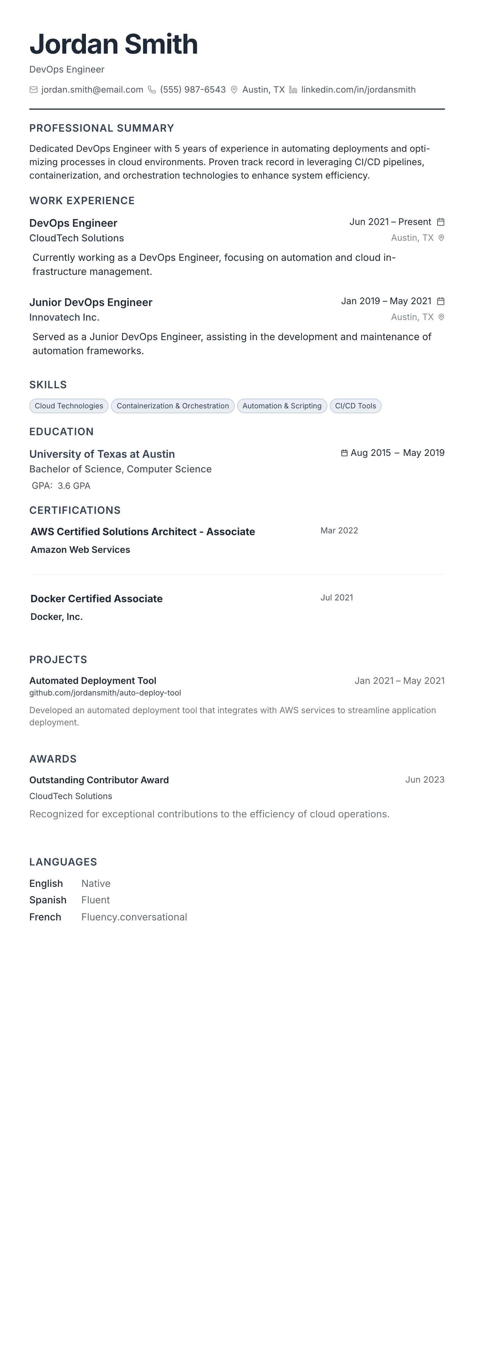 The Compact Pro template preview