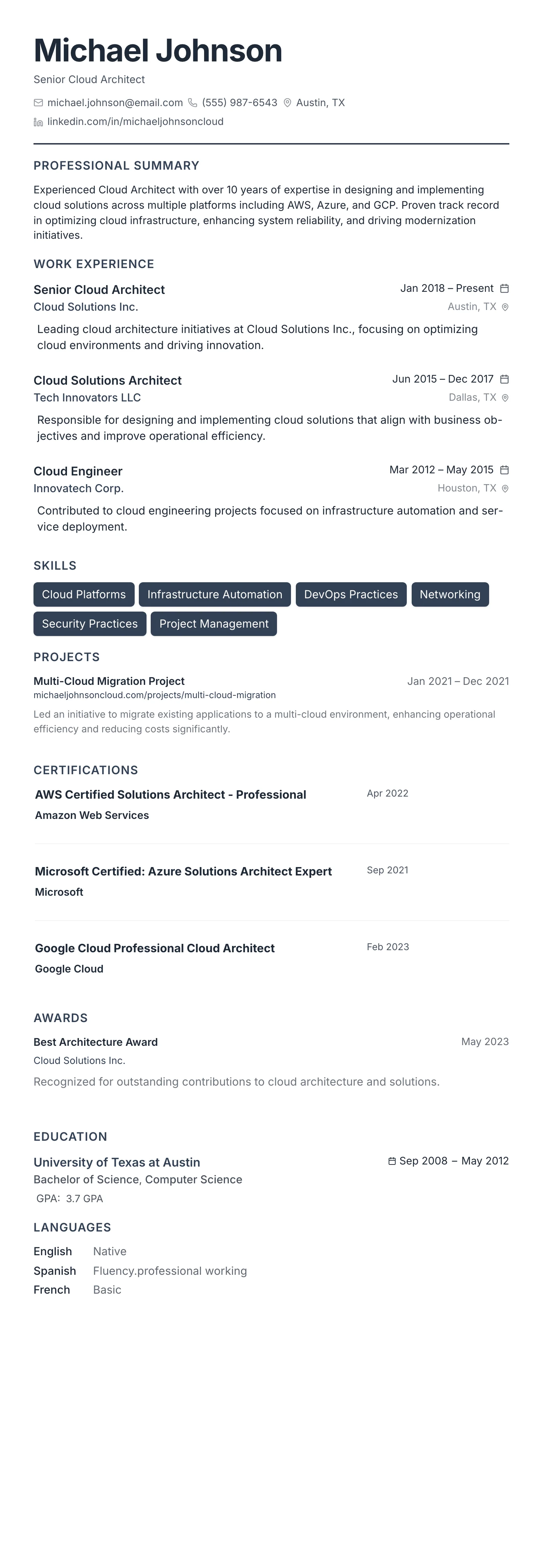 The Compact Pro template preview