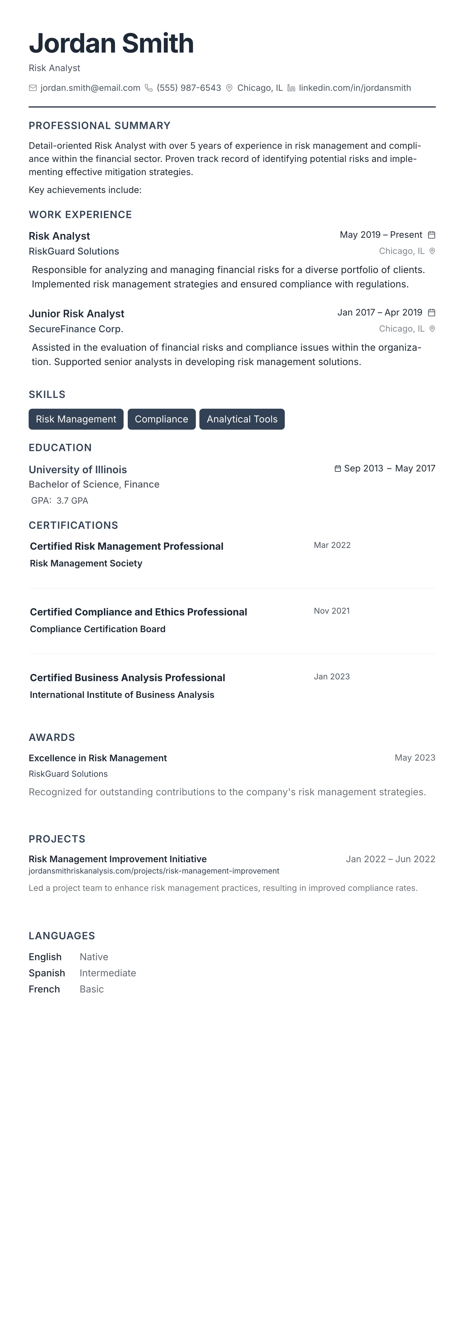 The Compact Pro template preview