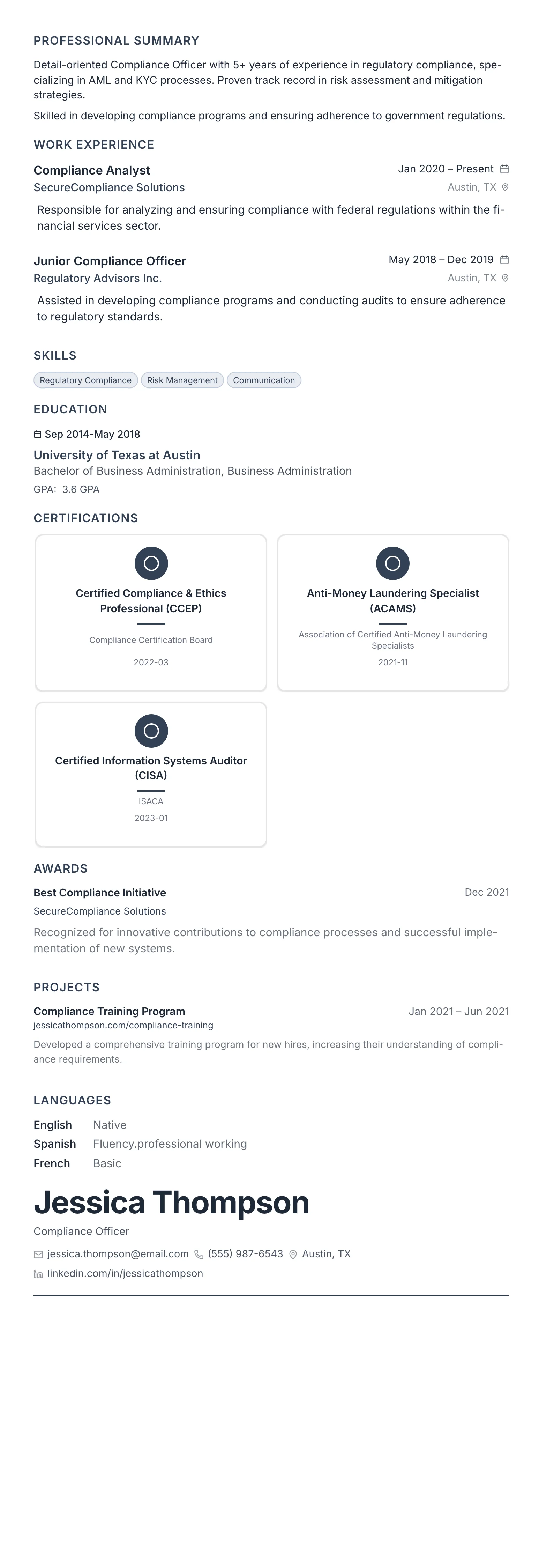 The Compact Pro template preview