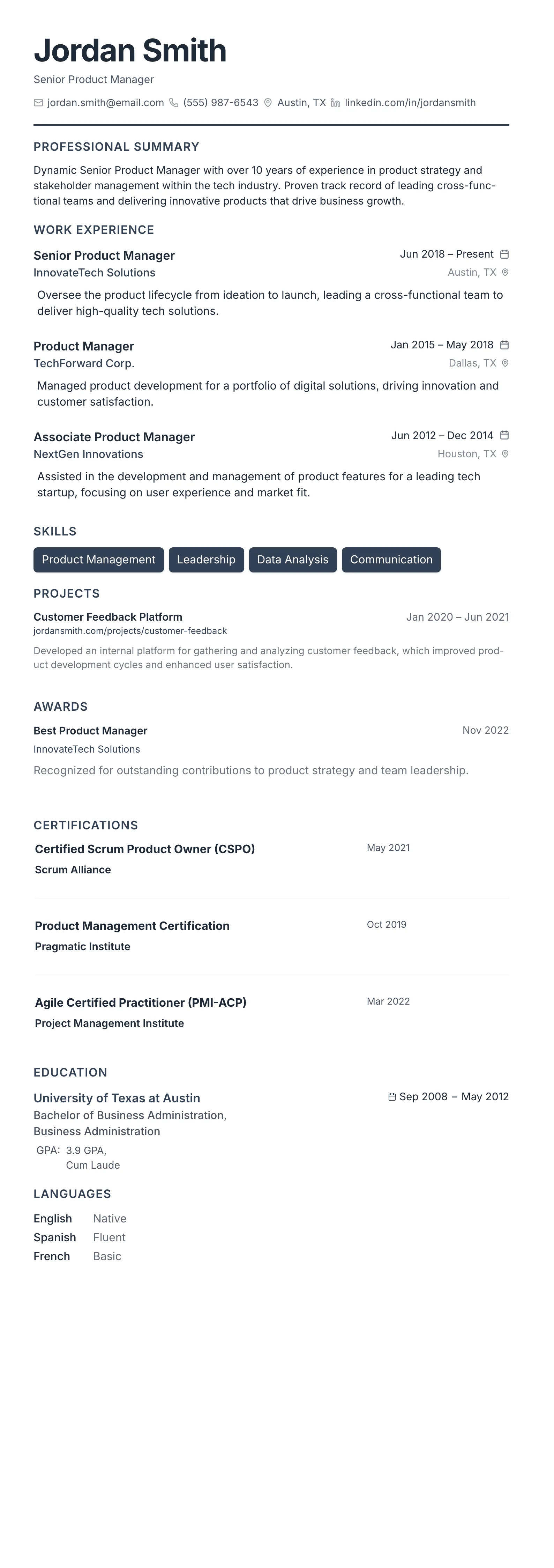 The Compact Pro template preview