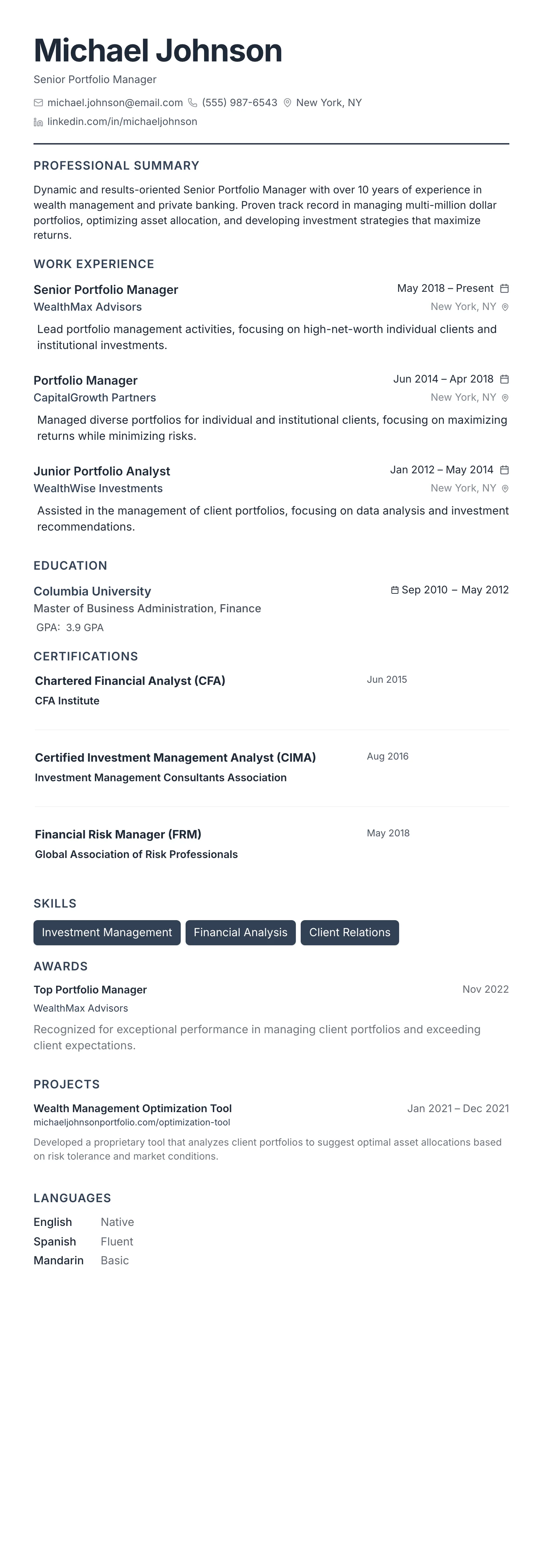 The Compact Pro template preview