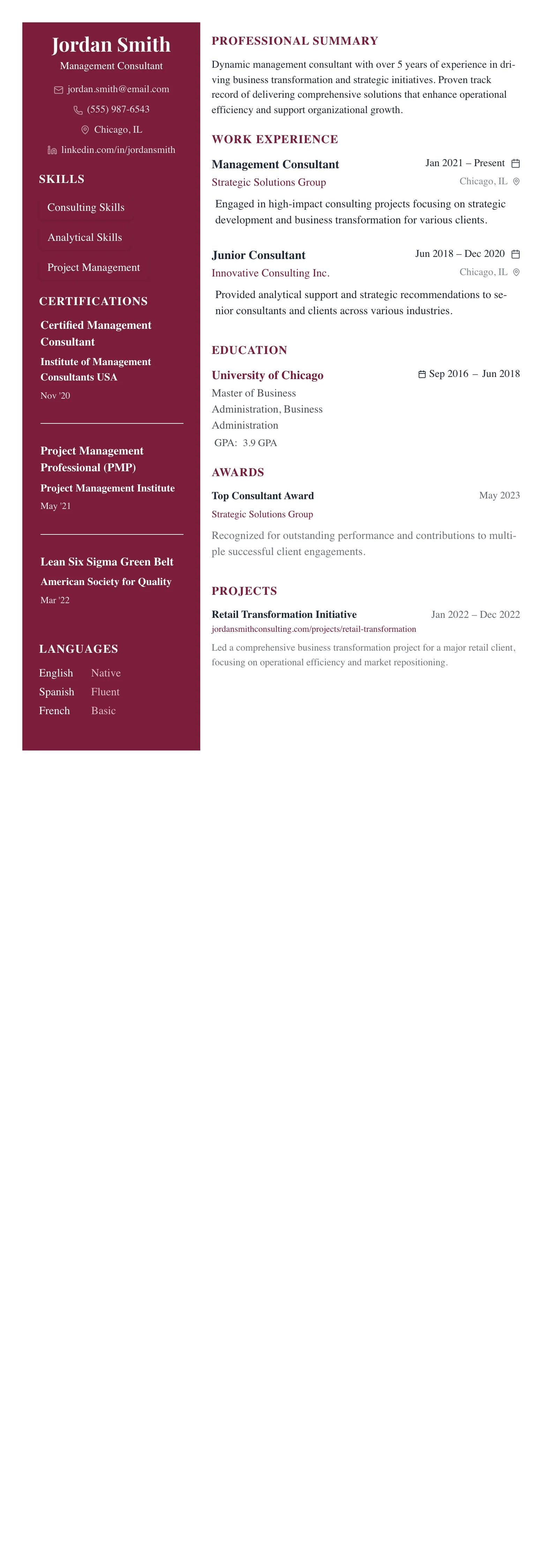 The Dark Executive template preview