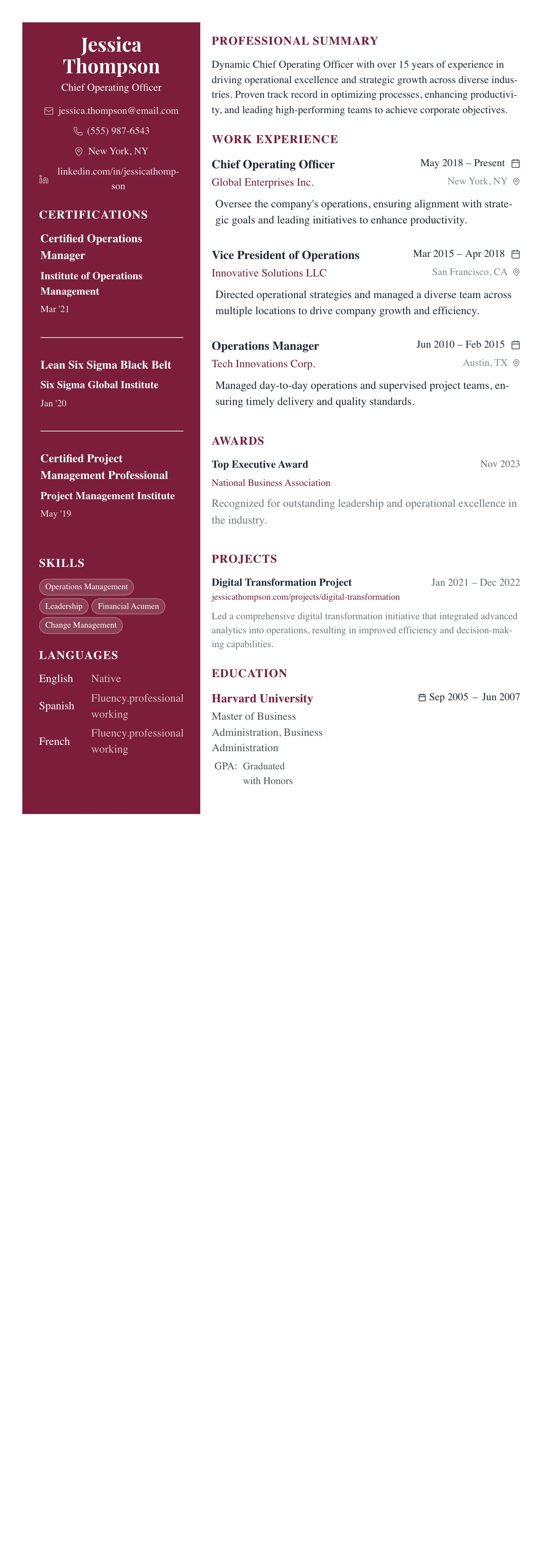 The Dark Executive template preview