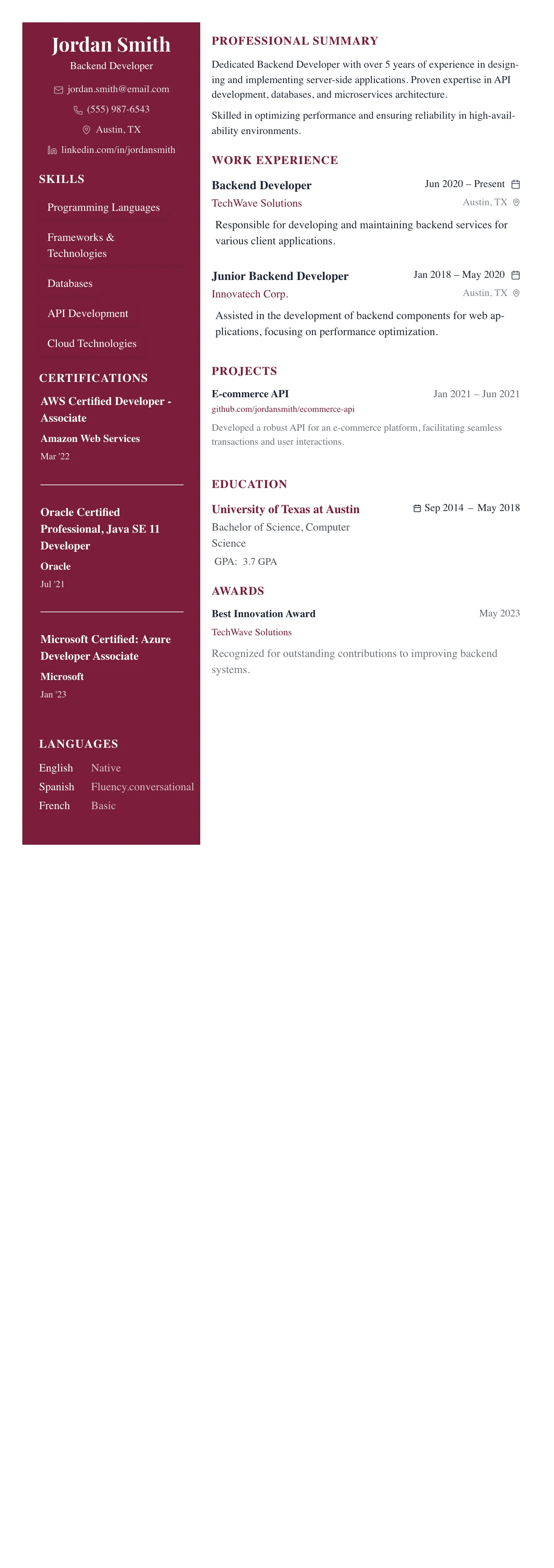 The Dark Executive template preview