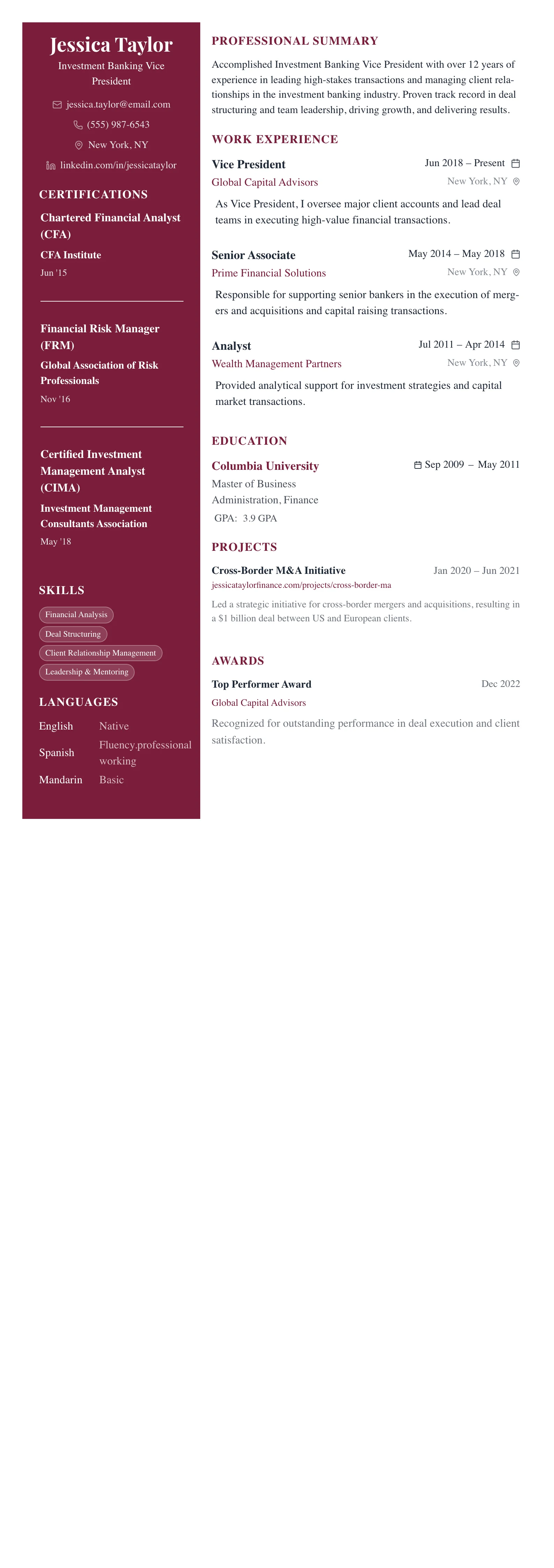 The Dark Executive template preview