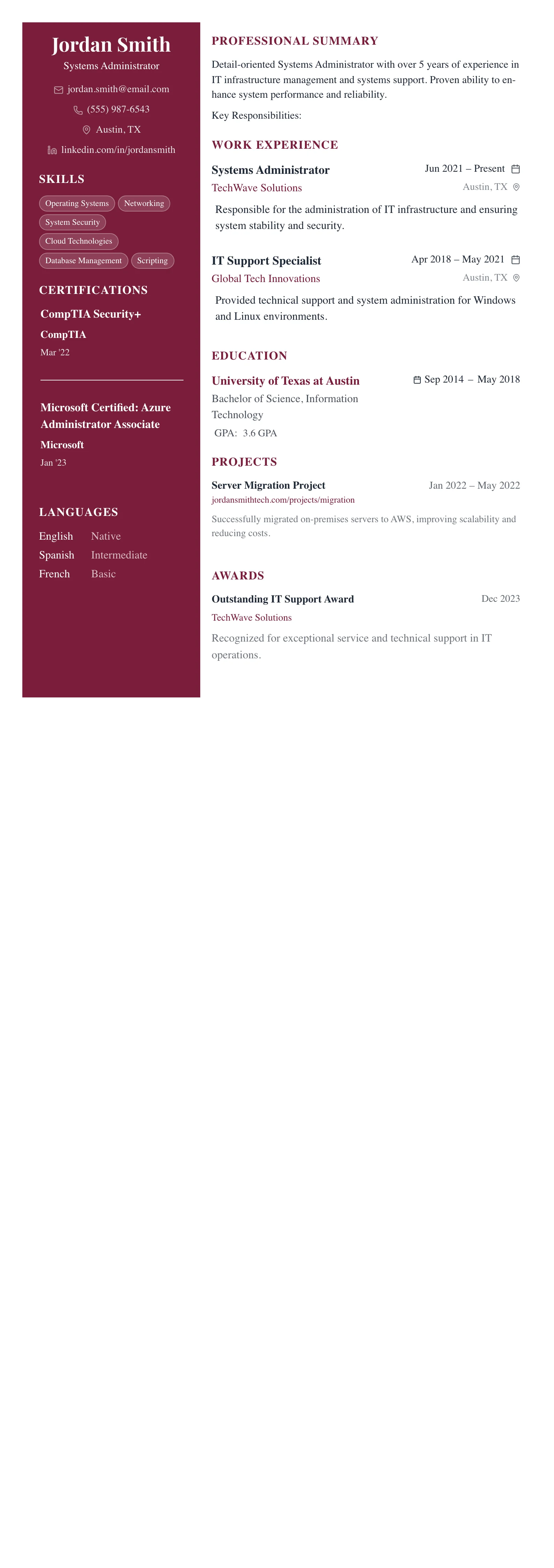 The Dark Executive template preview