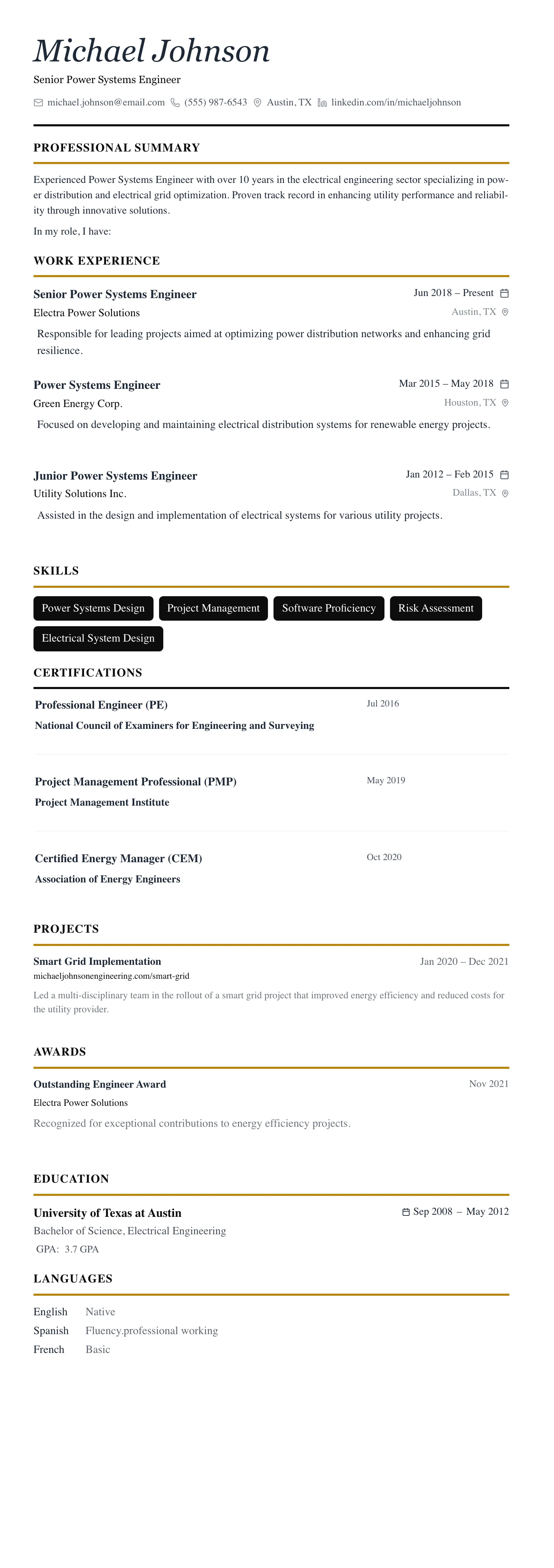 The Editorial template preview