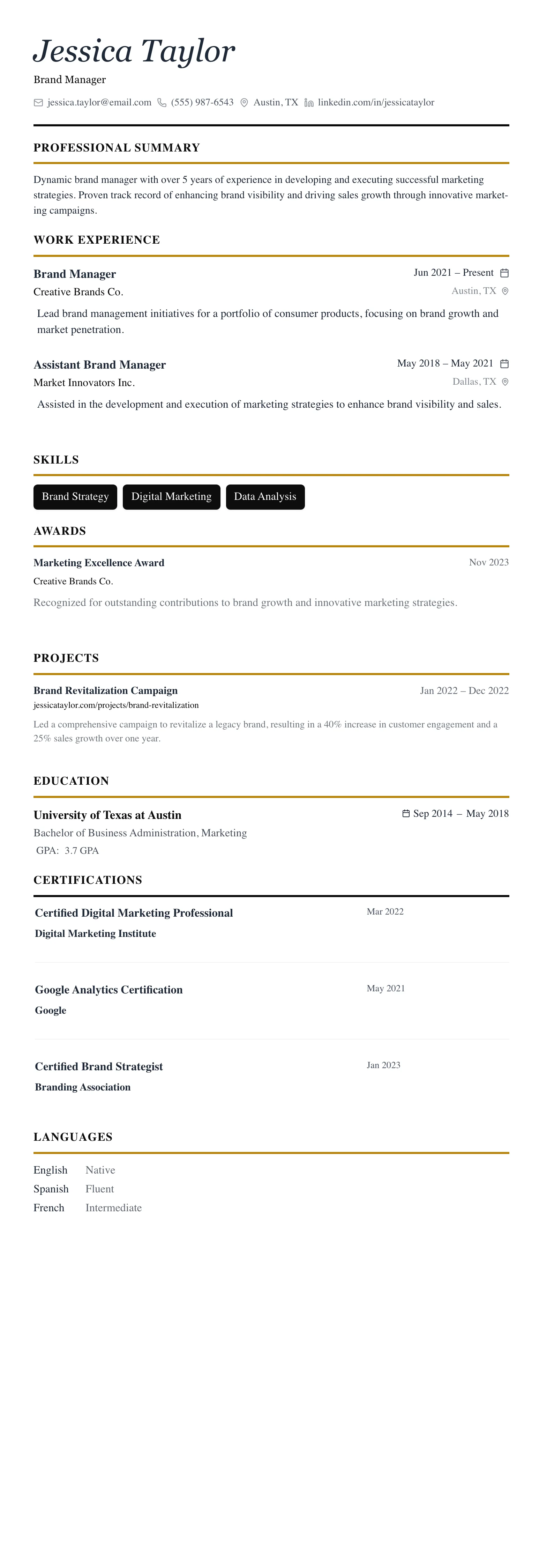 The Editorial template preview