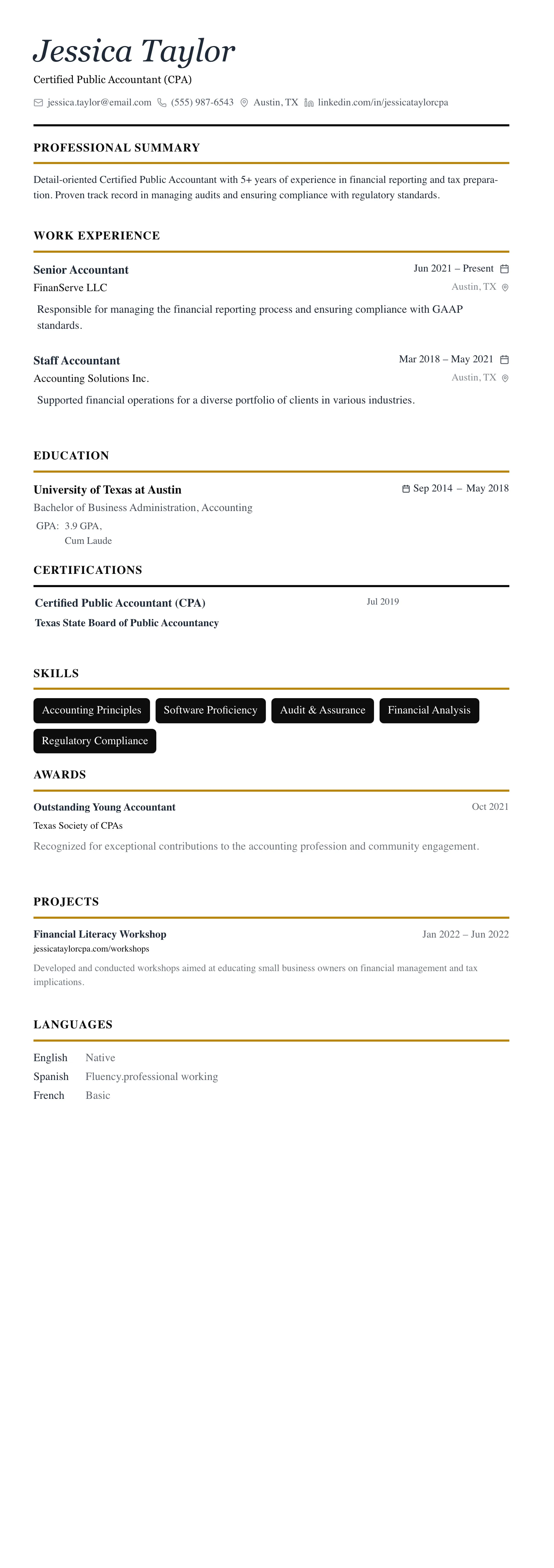 The Editorial template preview