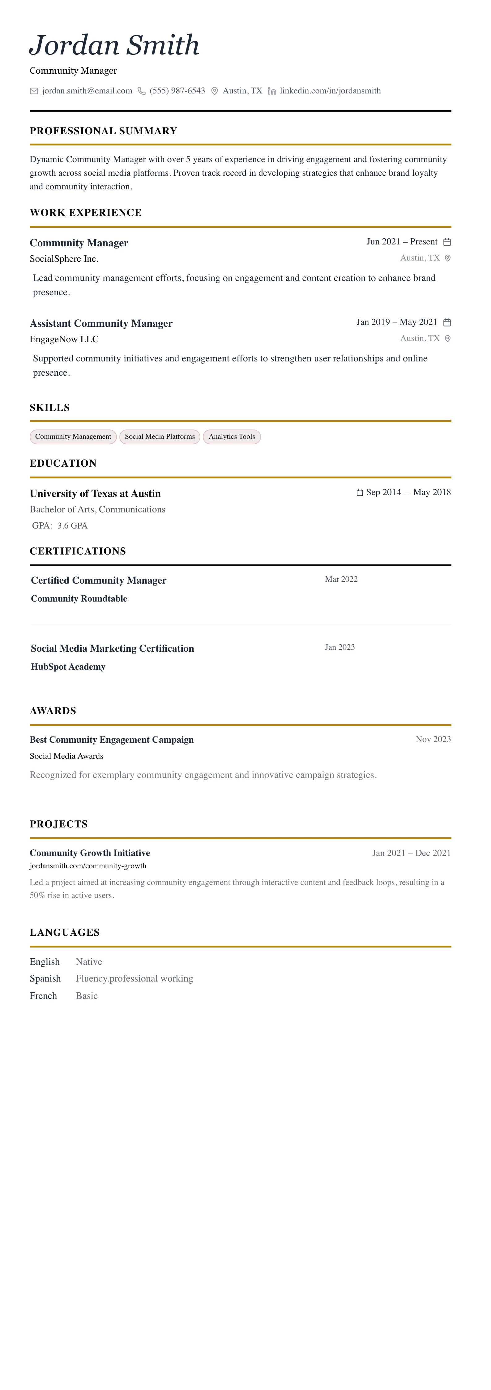 The Editorial template preview