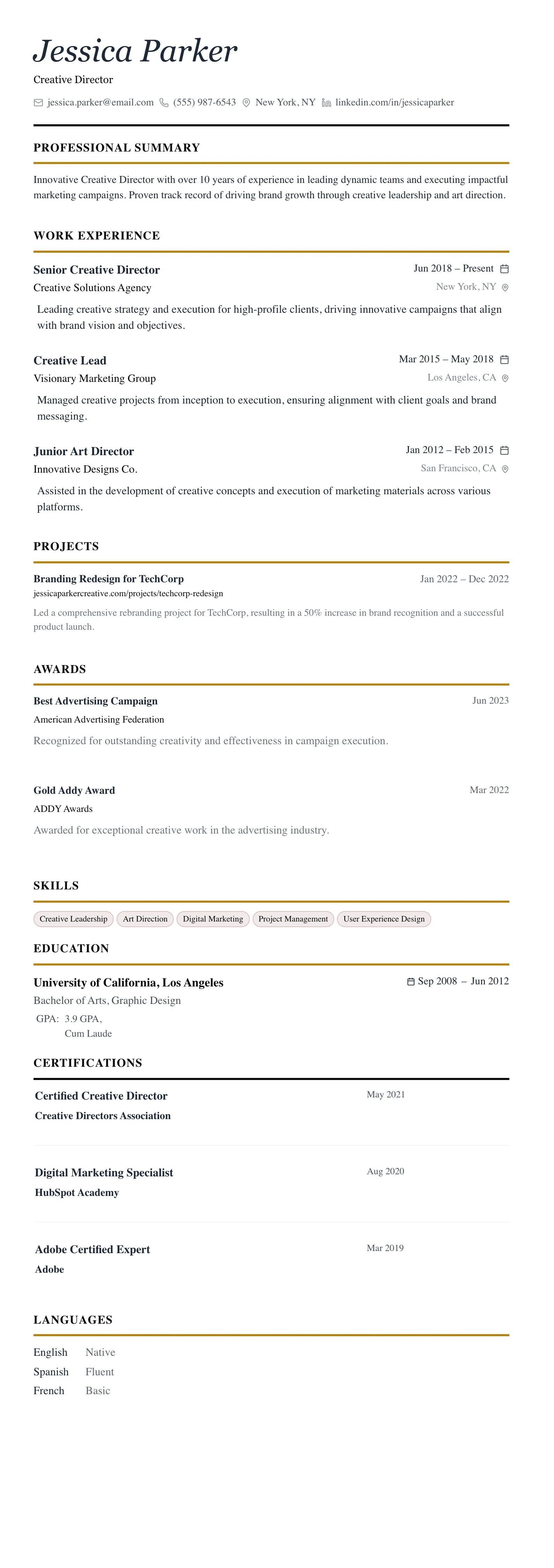 The Editorial template preview