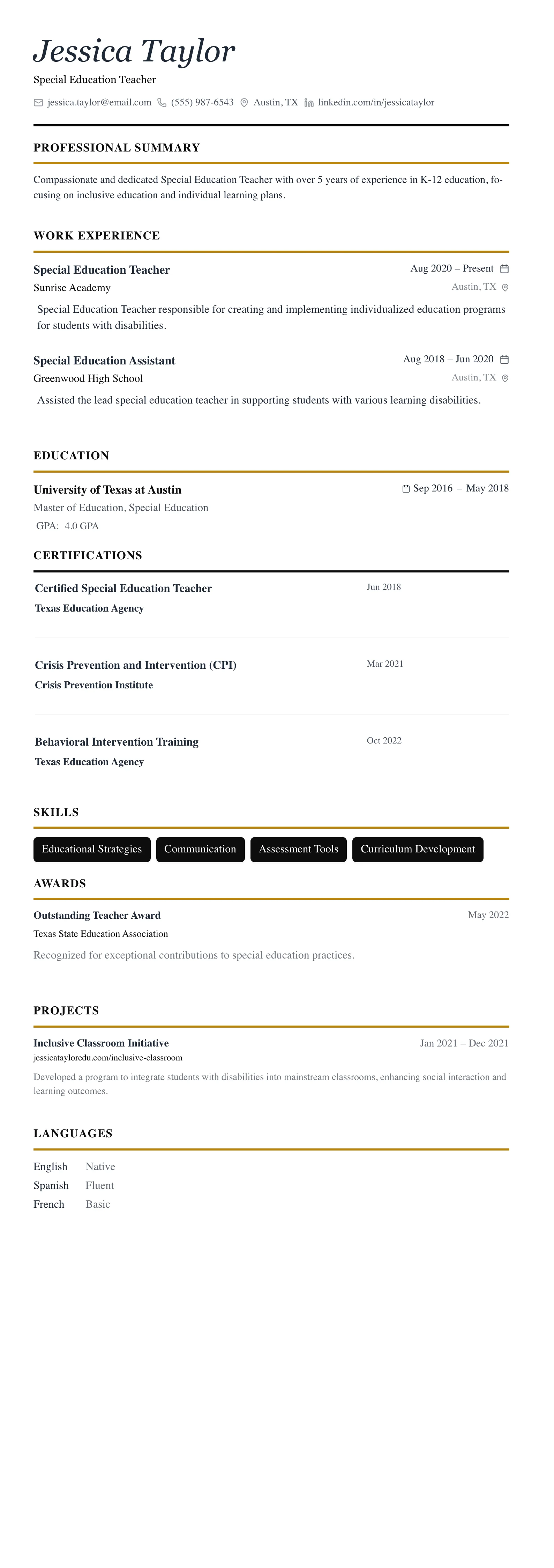 The Editorial template preview