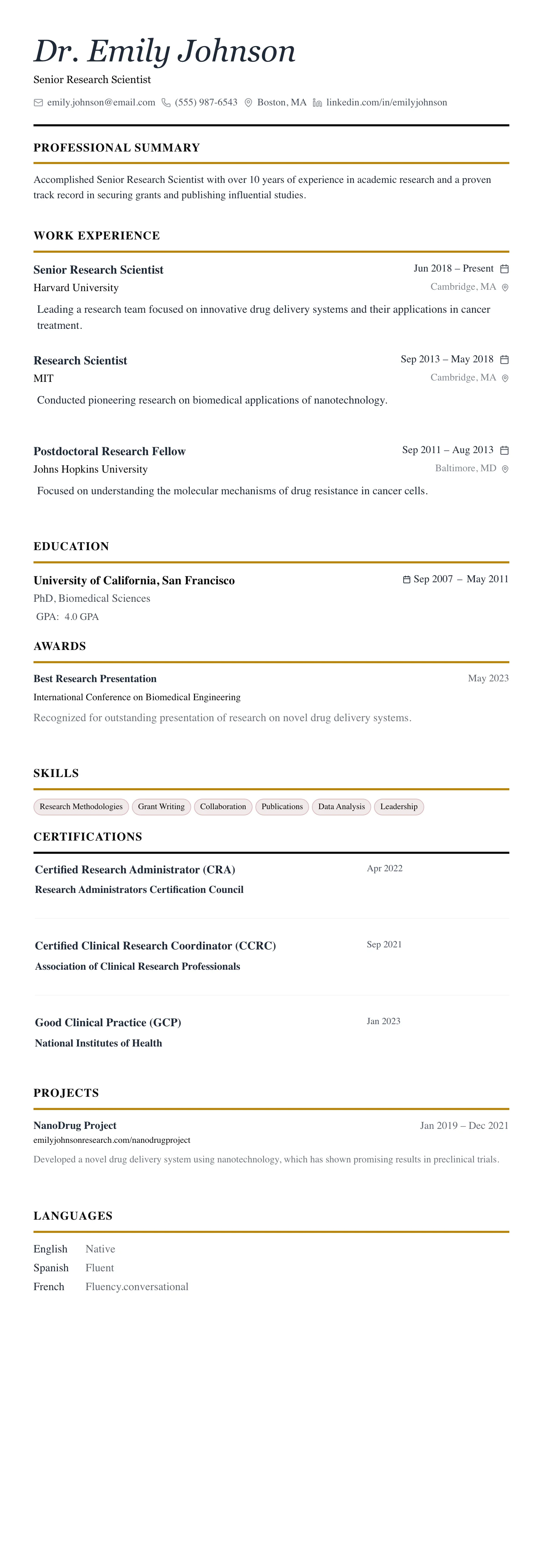 The Editorial template preview