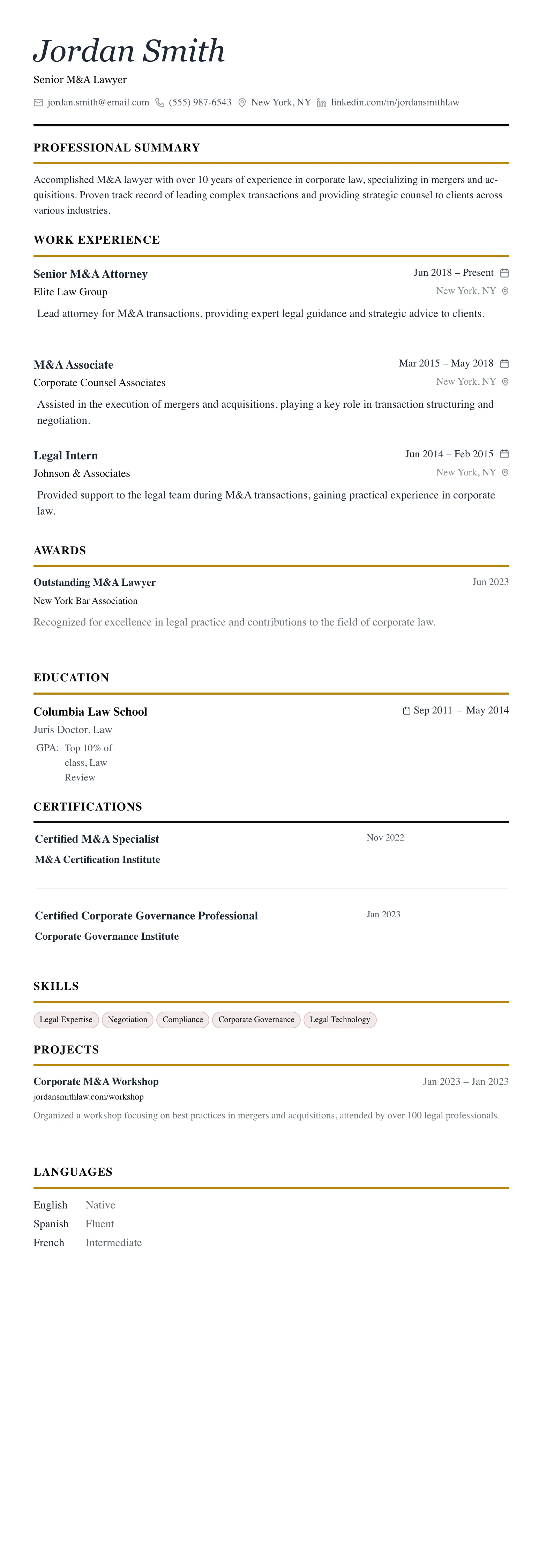 The Editorial template preview