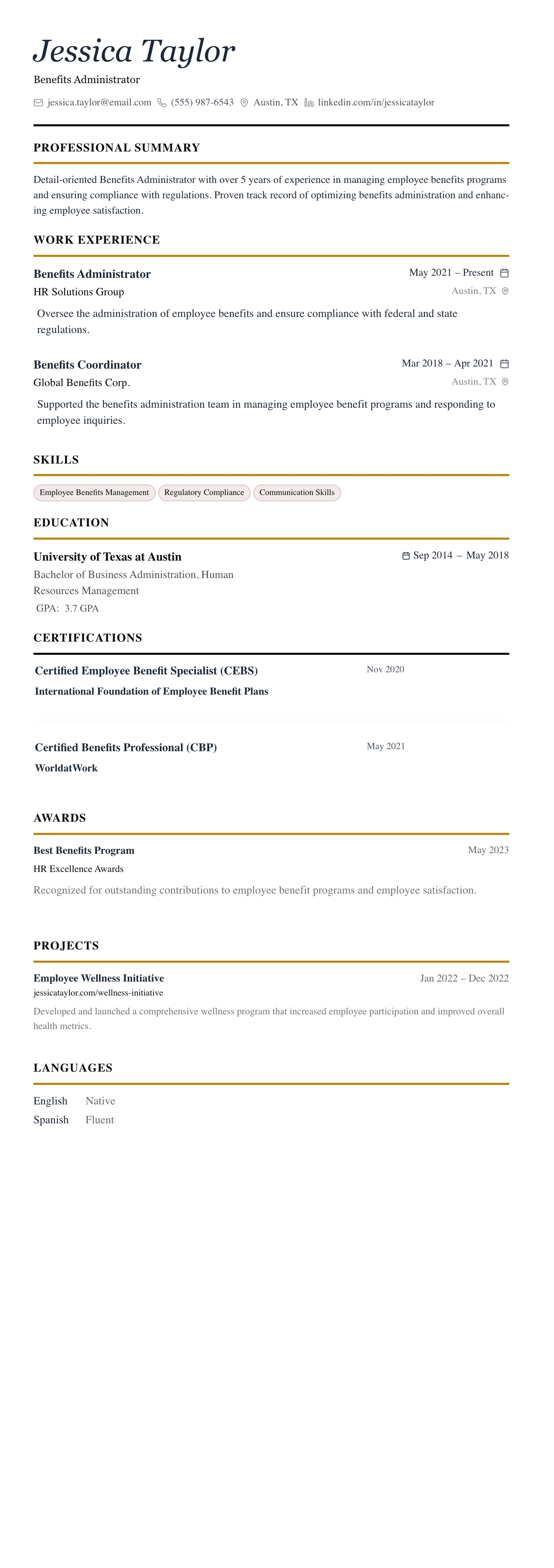 The Editorial template preview