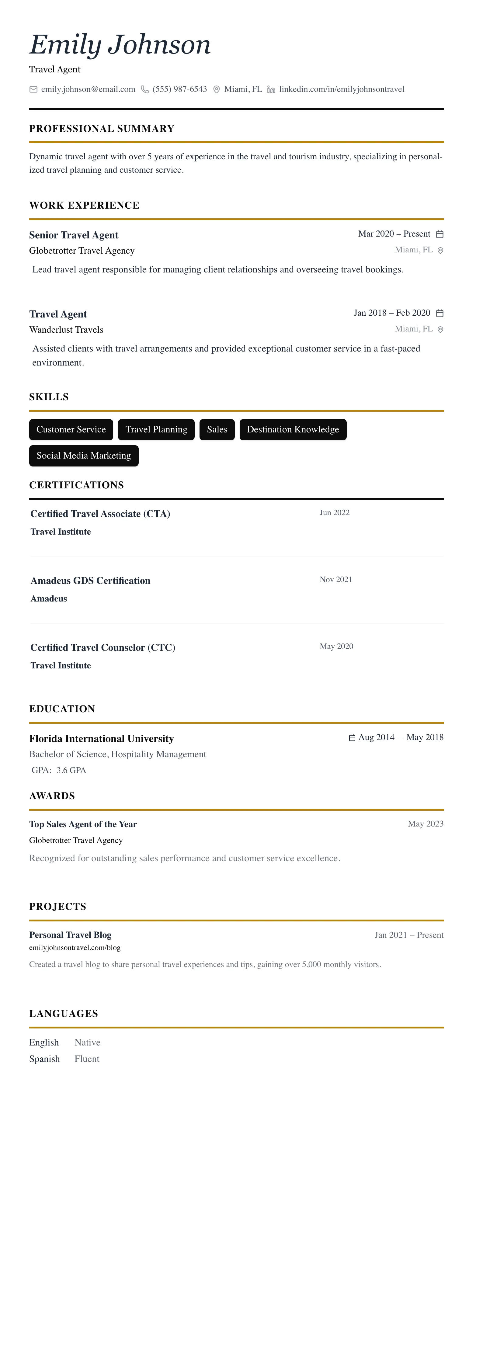 The Editorial template preview