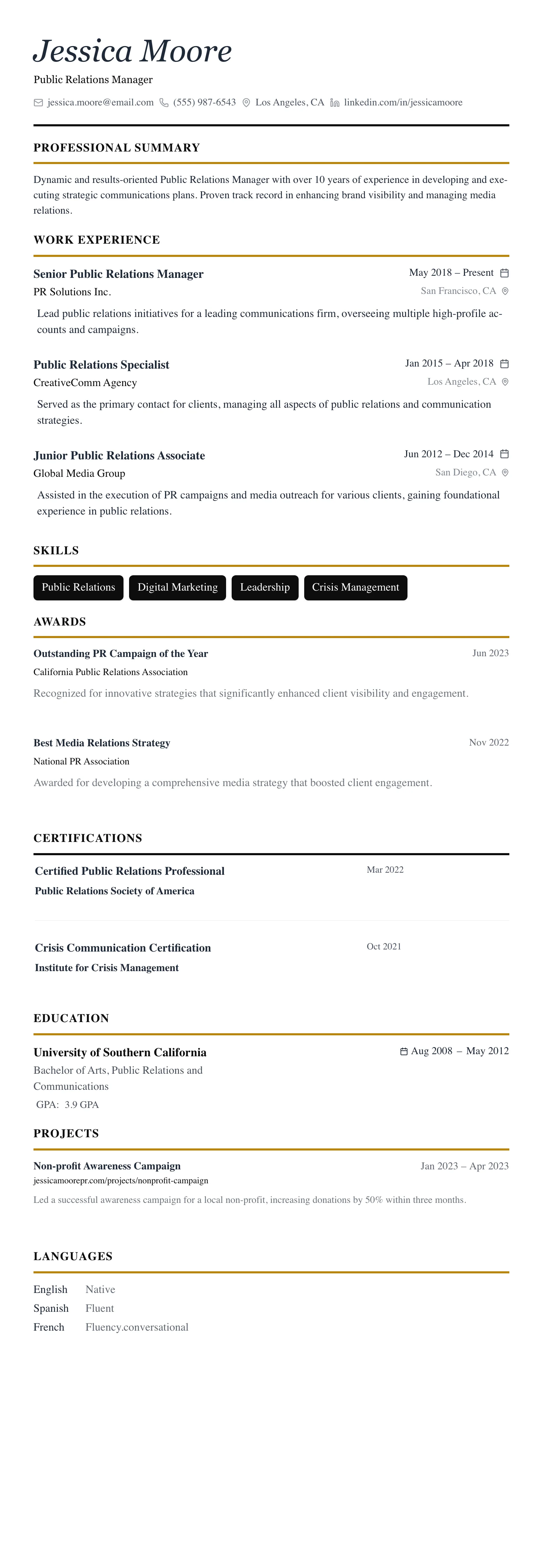 The Editorial template preview