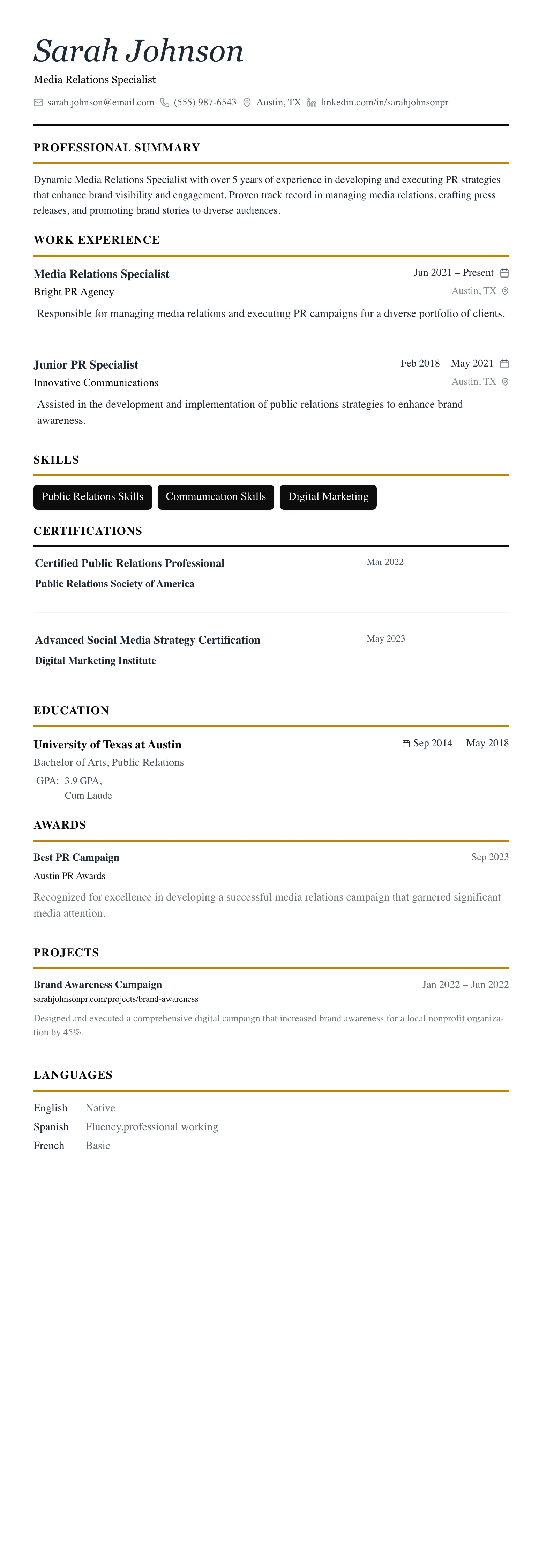 The Editorial template preview